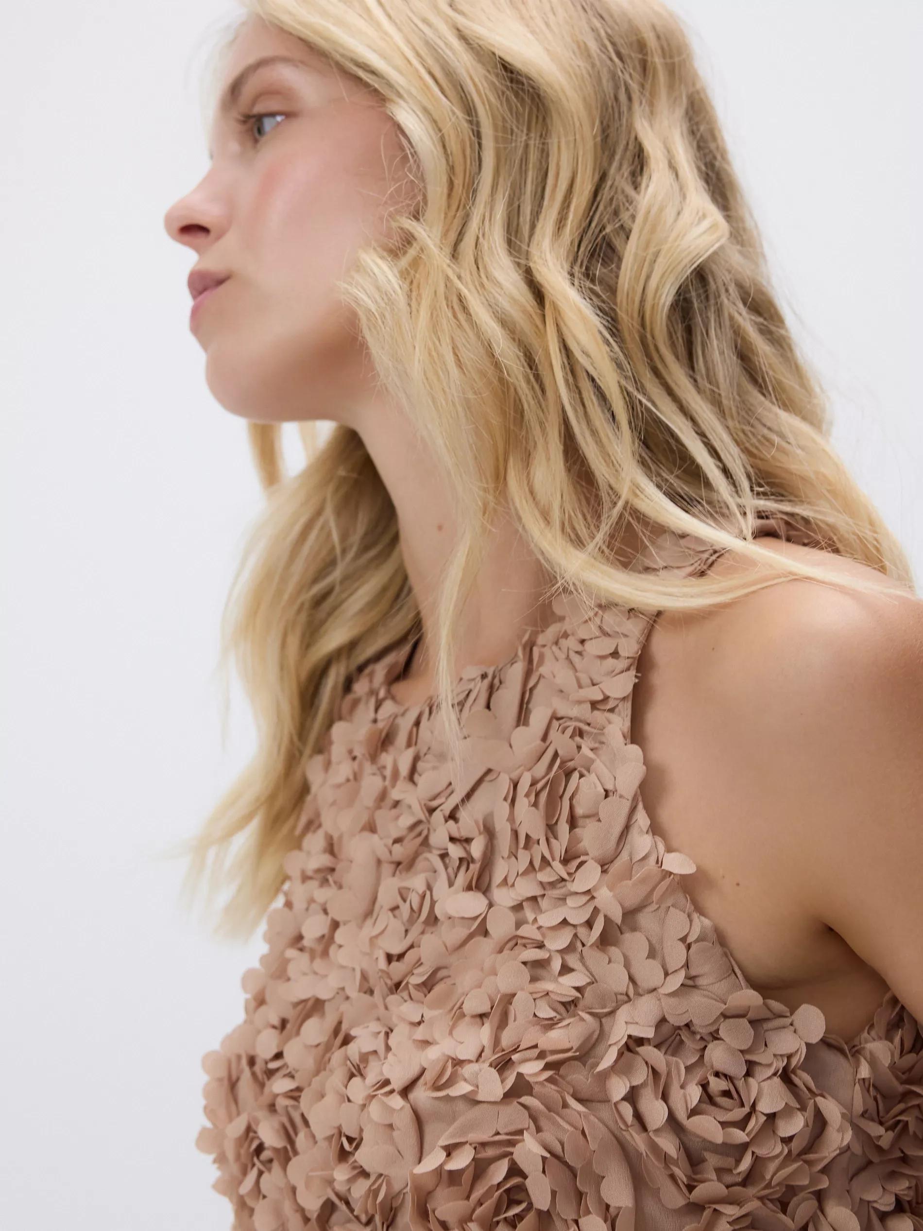 BEIGE Mini dress with 3D applique, Beige, large image number 3