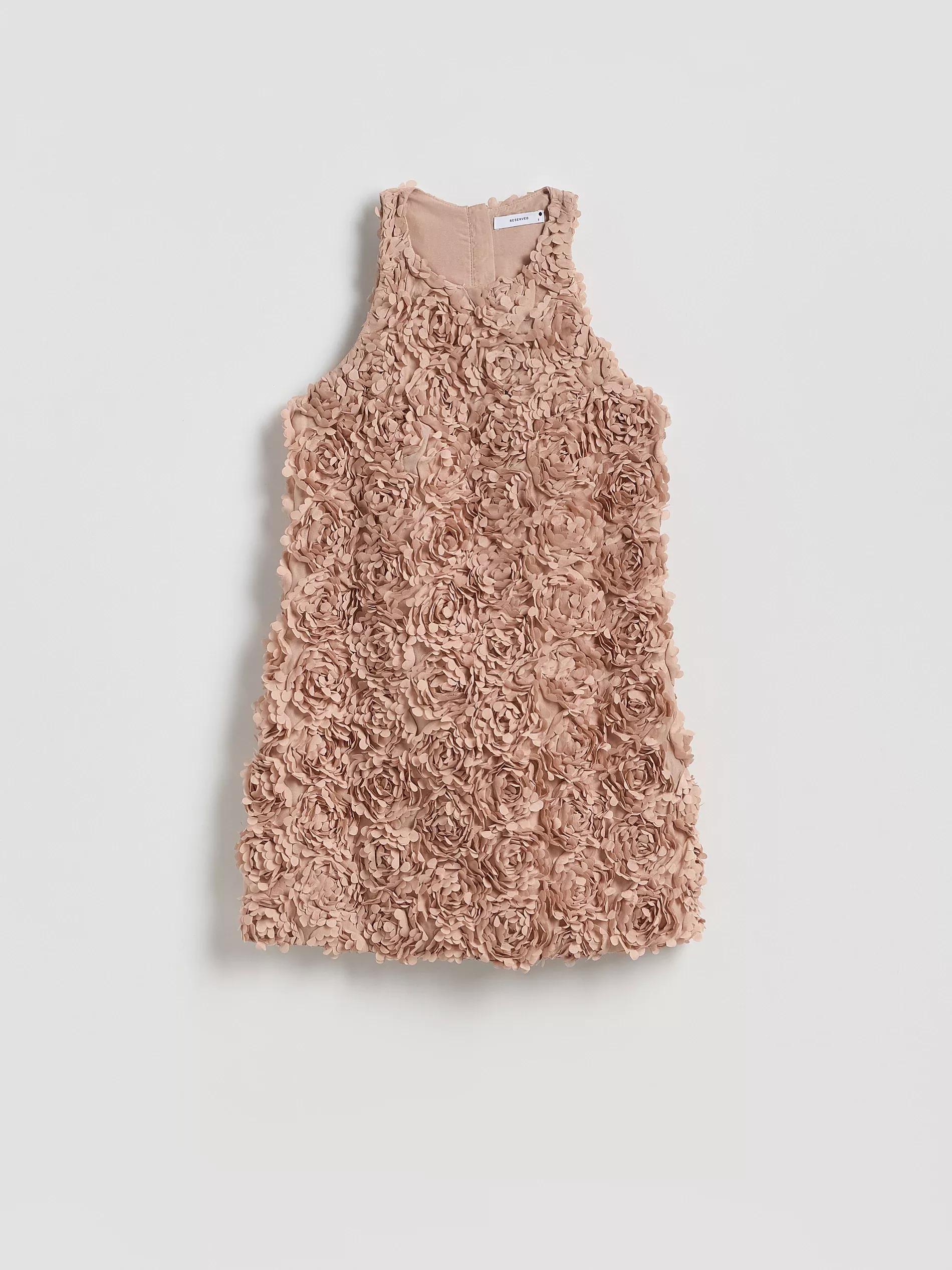 BEIGE Mini dress with 3D applique, Beige, large image number 5