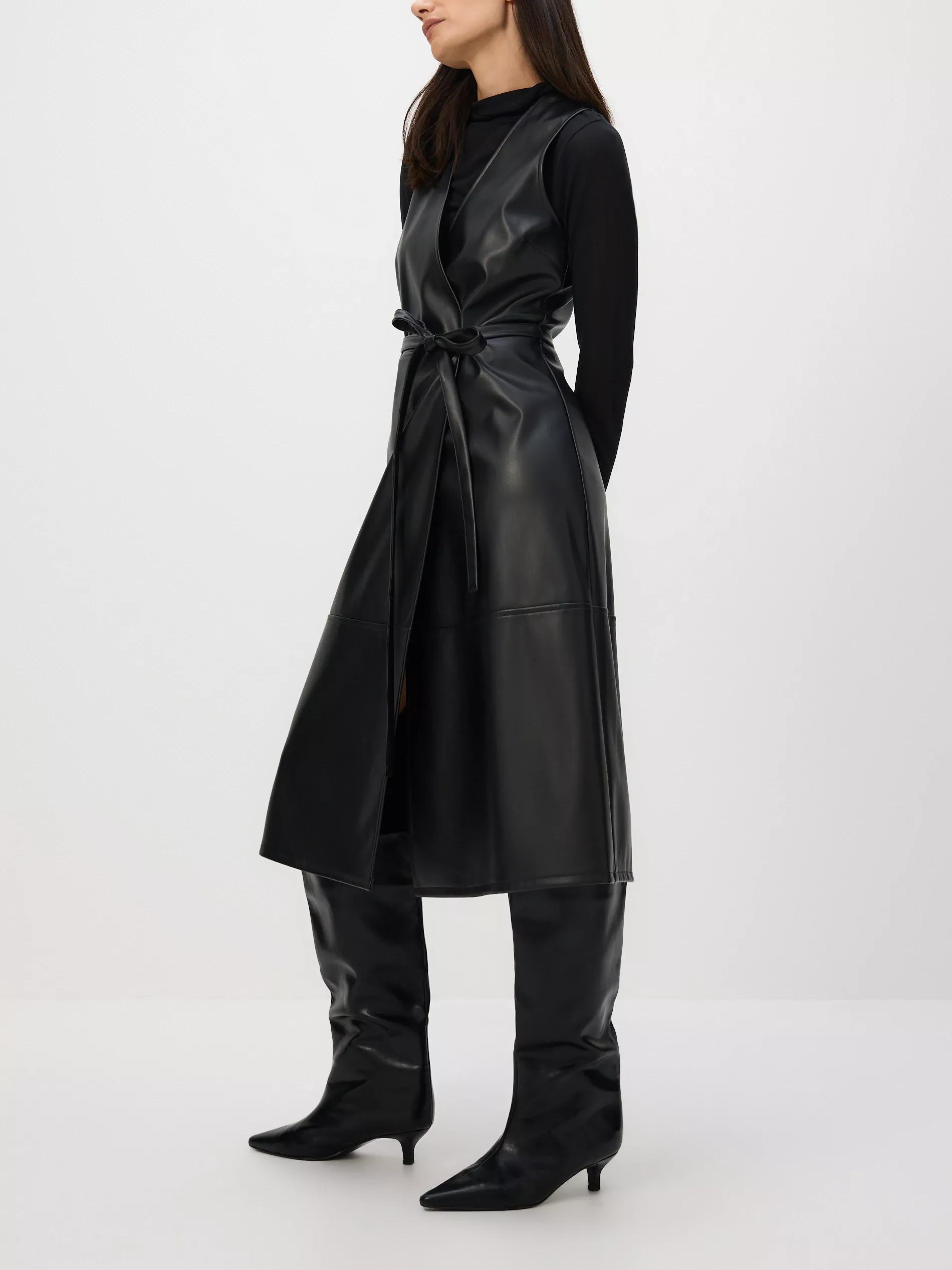 Black Faux Leather Dress, Black, large image number 1