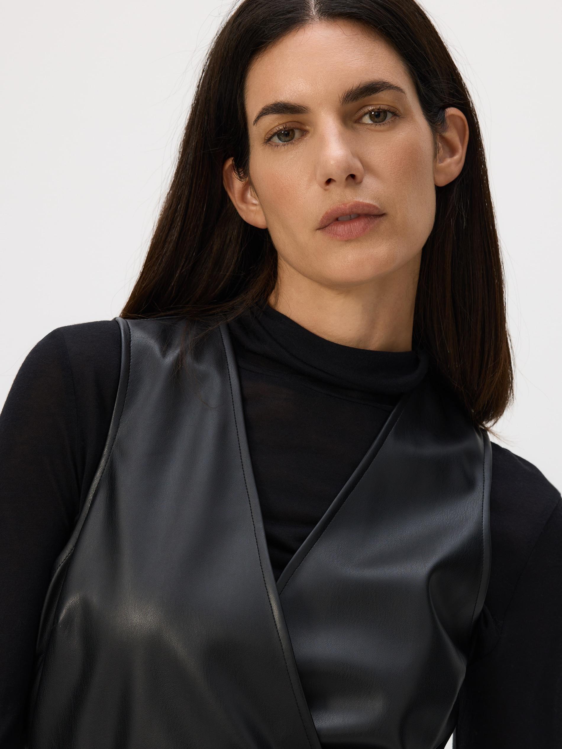 Black Faux Leather Dress, Black, large image number 2