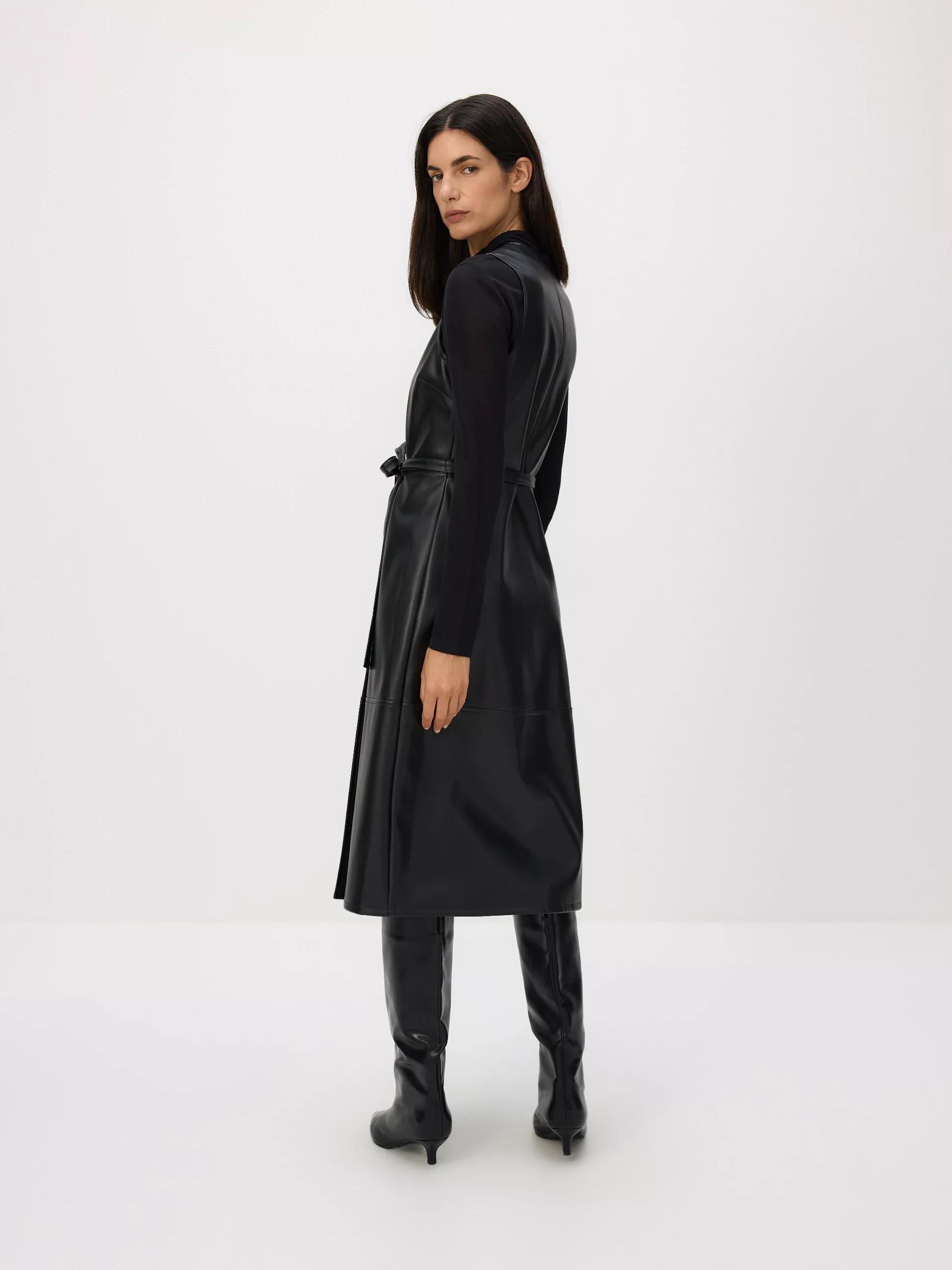 Black Faux Leather Dress, Black, large image number 3