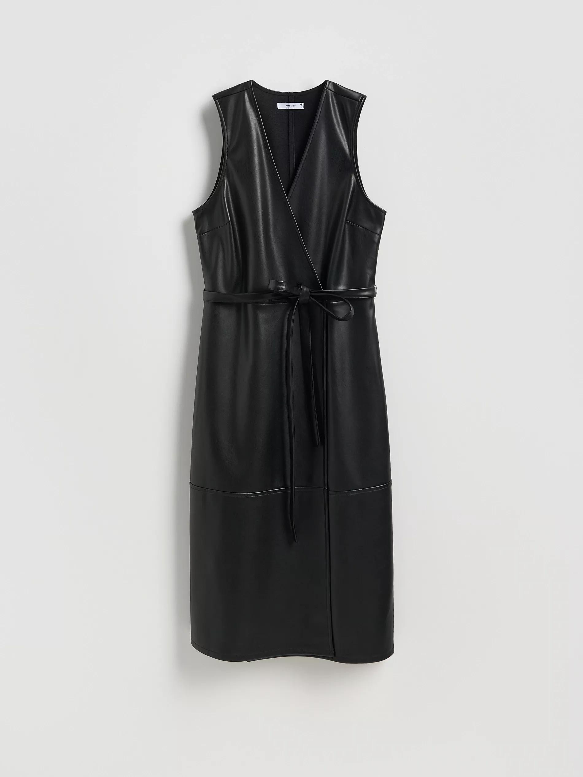 Black Faux Leather Dress, Black, large image number 4