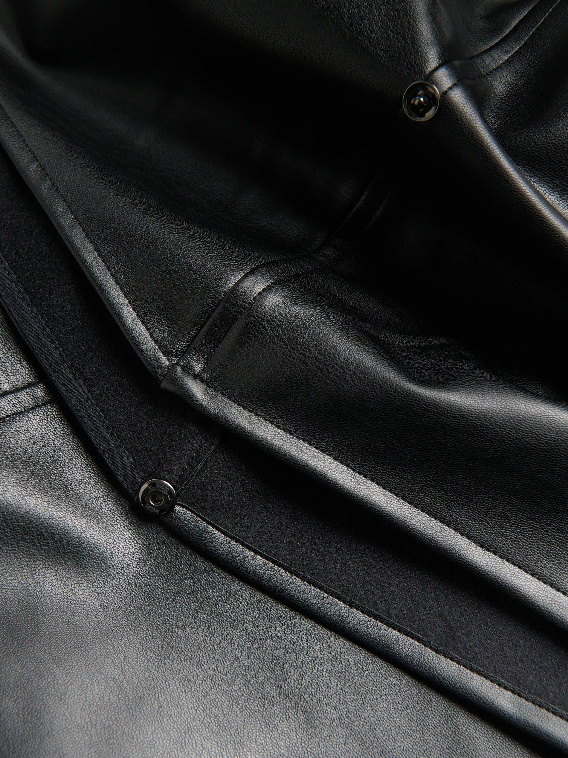 Black Faux Leather Dress, Black, large image number 5