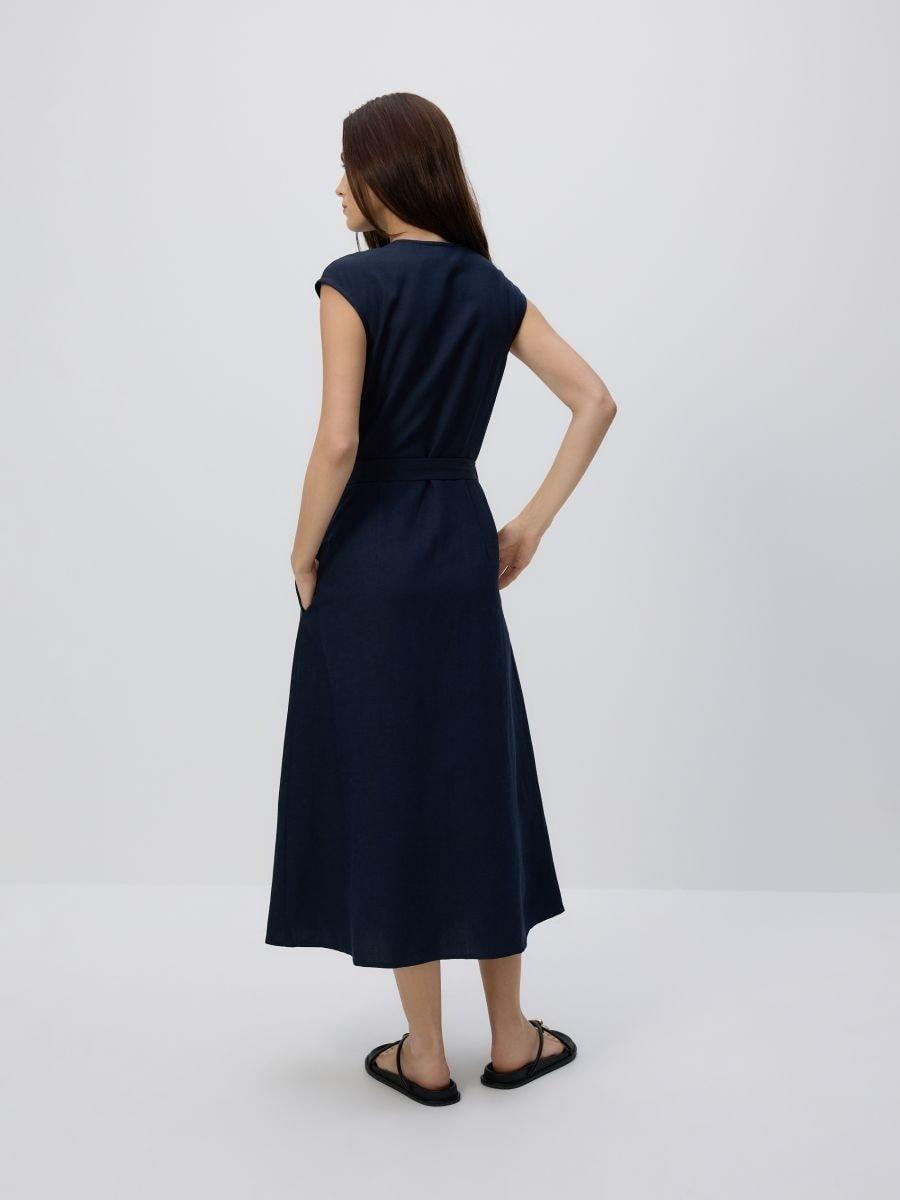 NAVY Midi dress with linen blend, , large image number 1