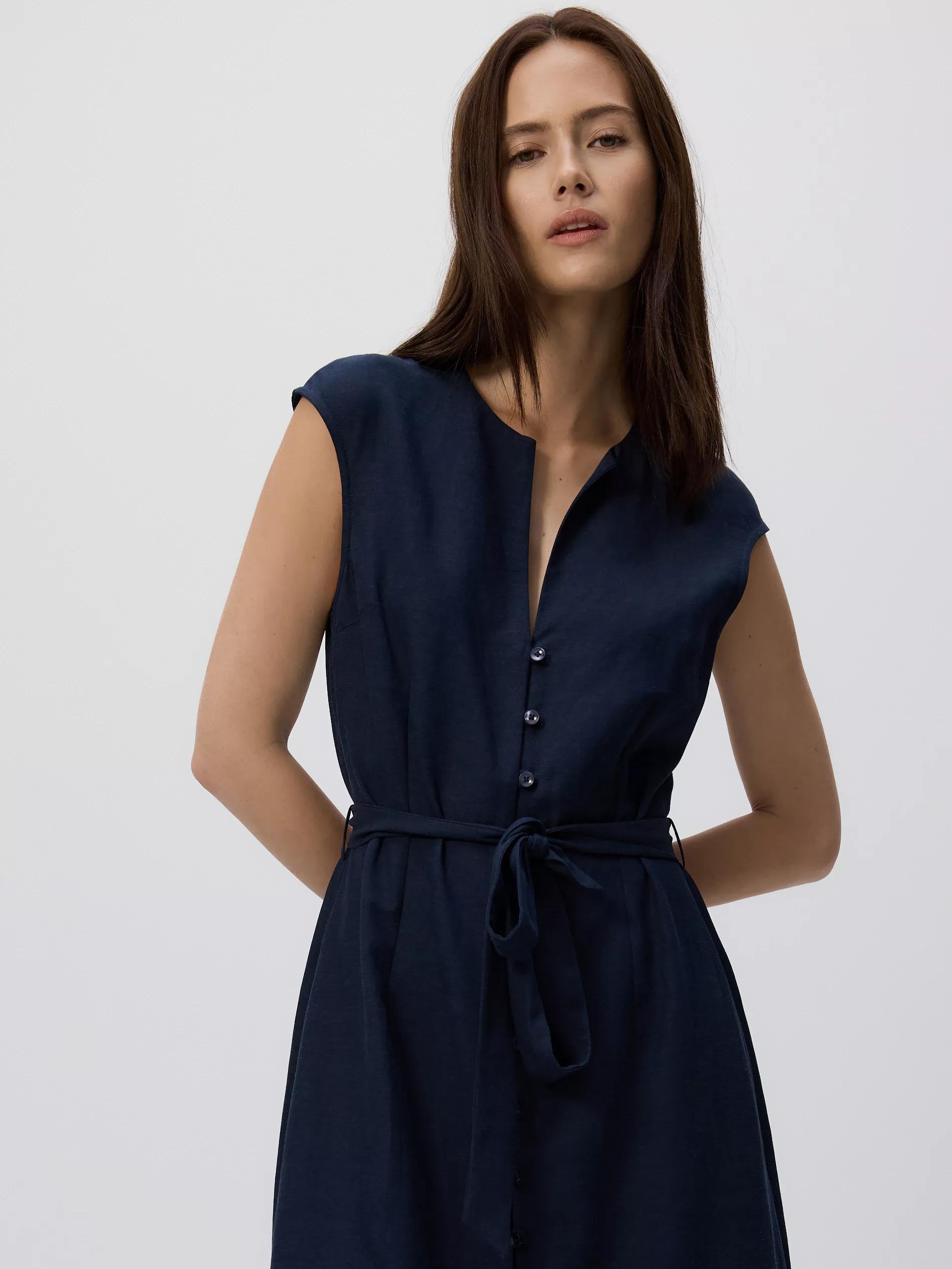 NAVY Midi dress with linen blend, , large image number 5