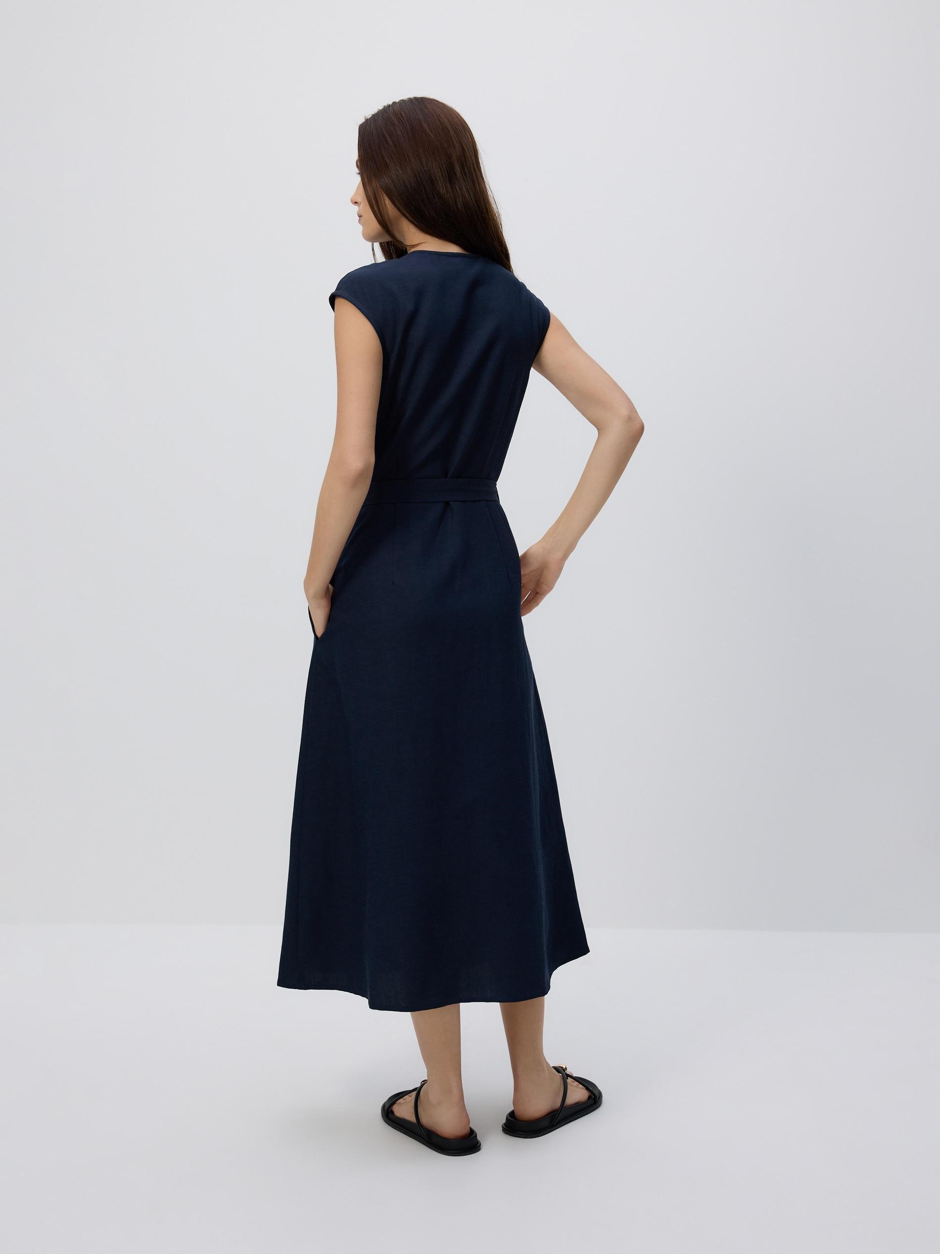 NAVY Midi dress with linen blend, , large image number 6
