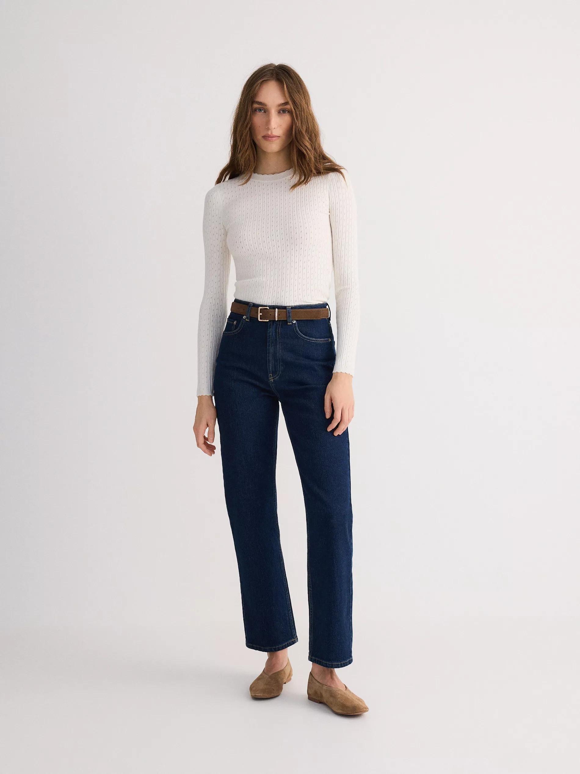 Cream Ribbed Blouse, , large image number 1