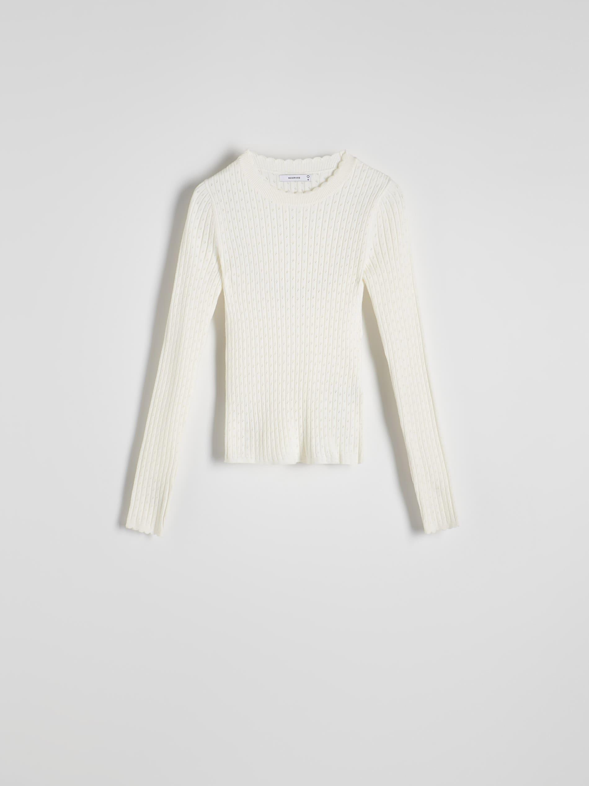 Cream Ribbed Blouse, , large image number 4