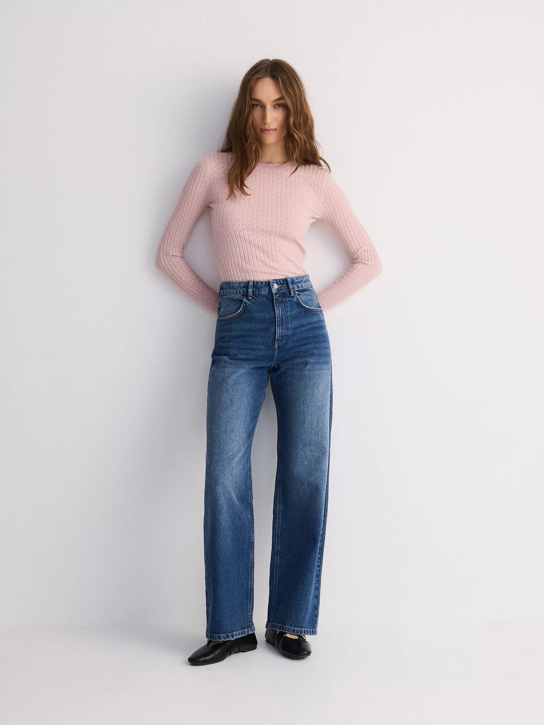 Pink Ribbed Casual Cropped Blouse, , large image number 1