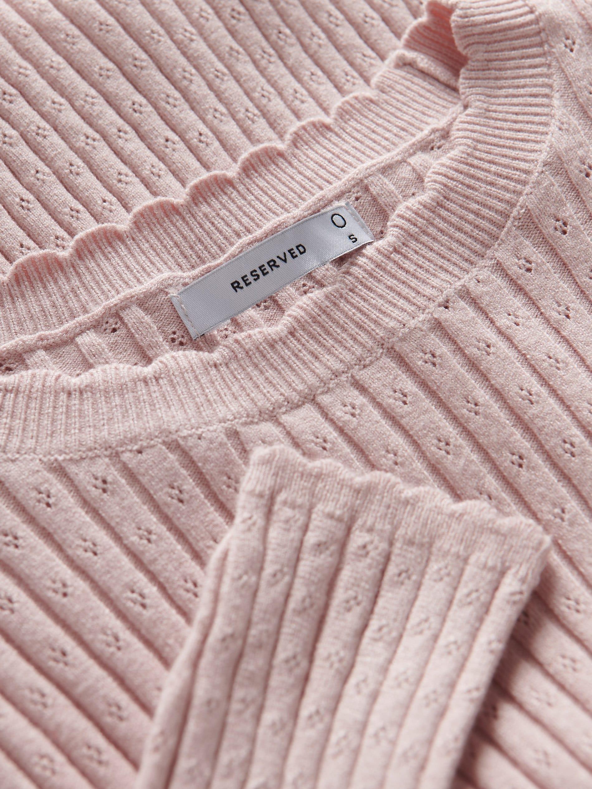 Pink Ribbed Casual Cropped Blouse, , large image number 5