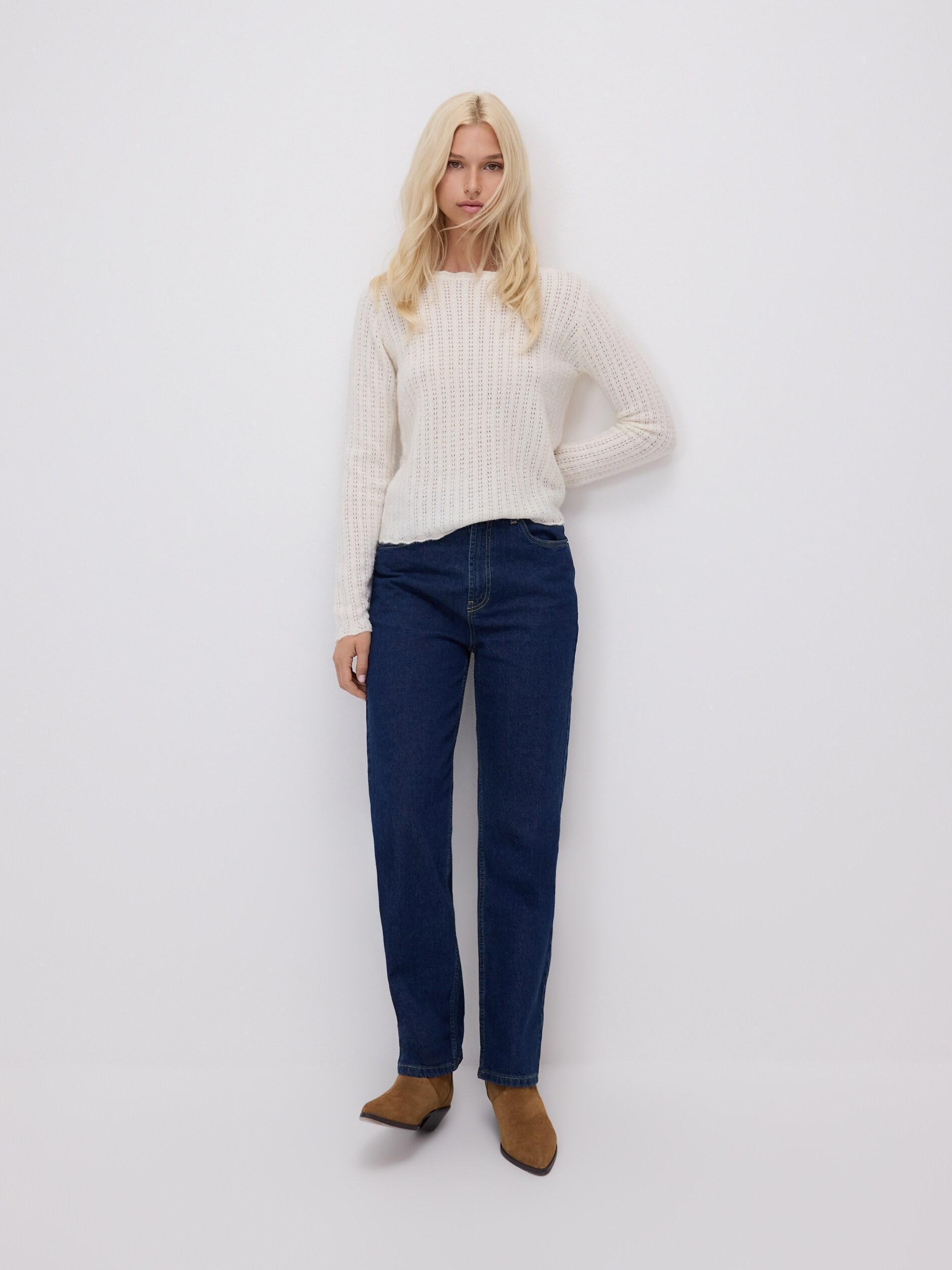 Beige Decorative Knit Jumper, Ivory, large image number 0