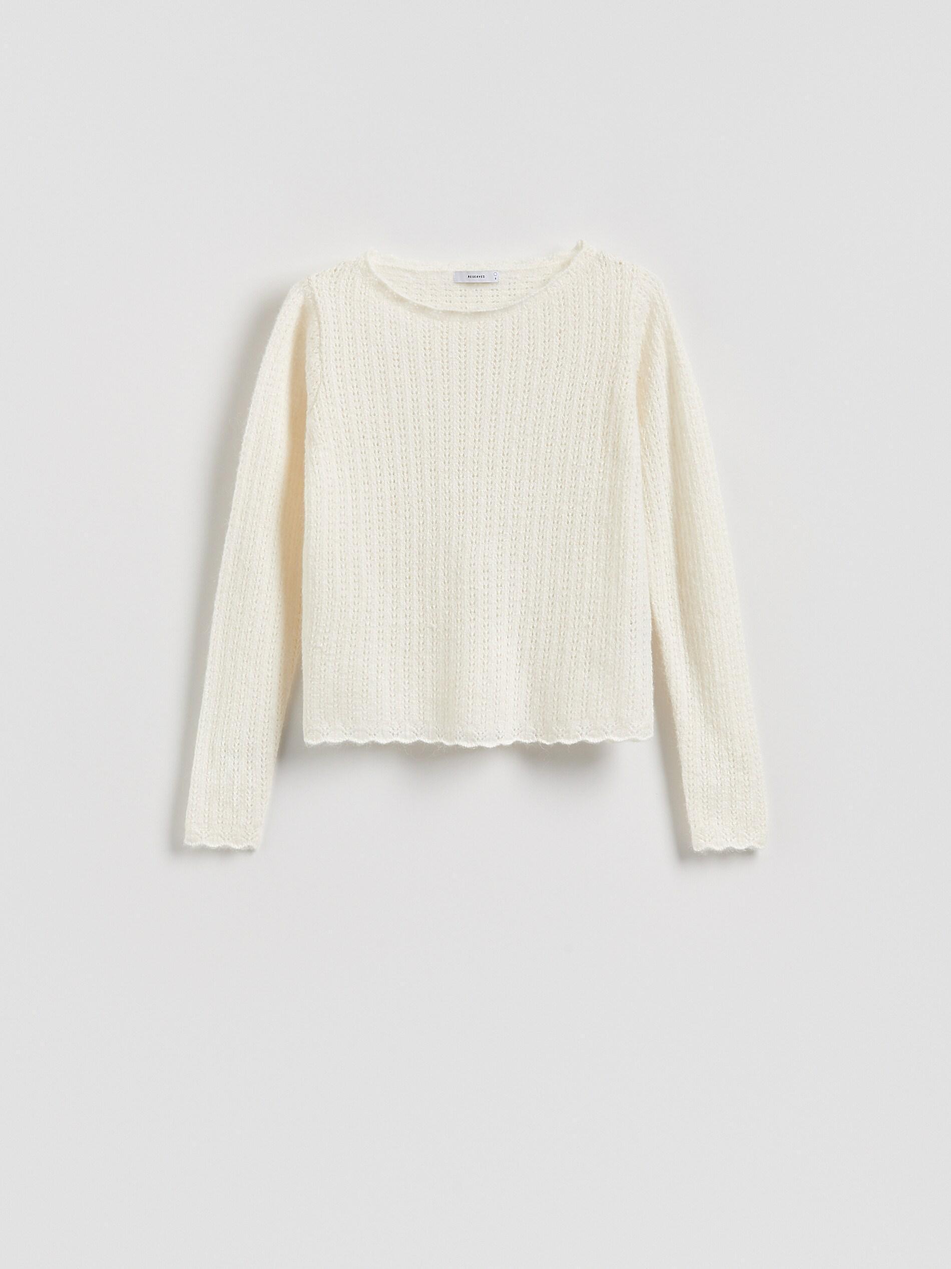 Beige Decorative Knit Jumper, Ivory, large image number 4