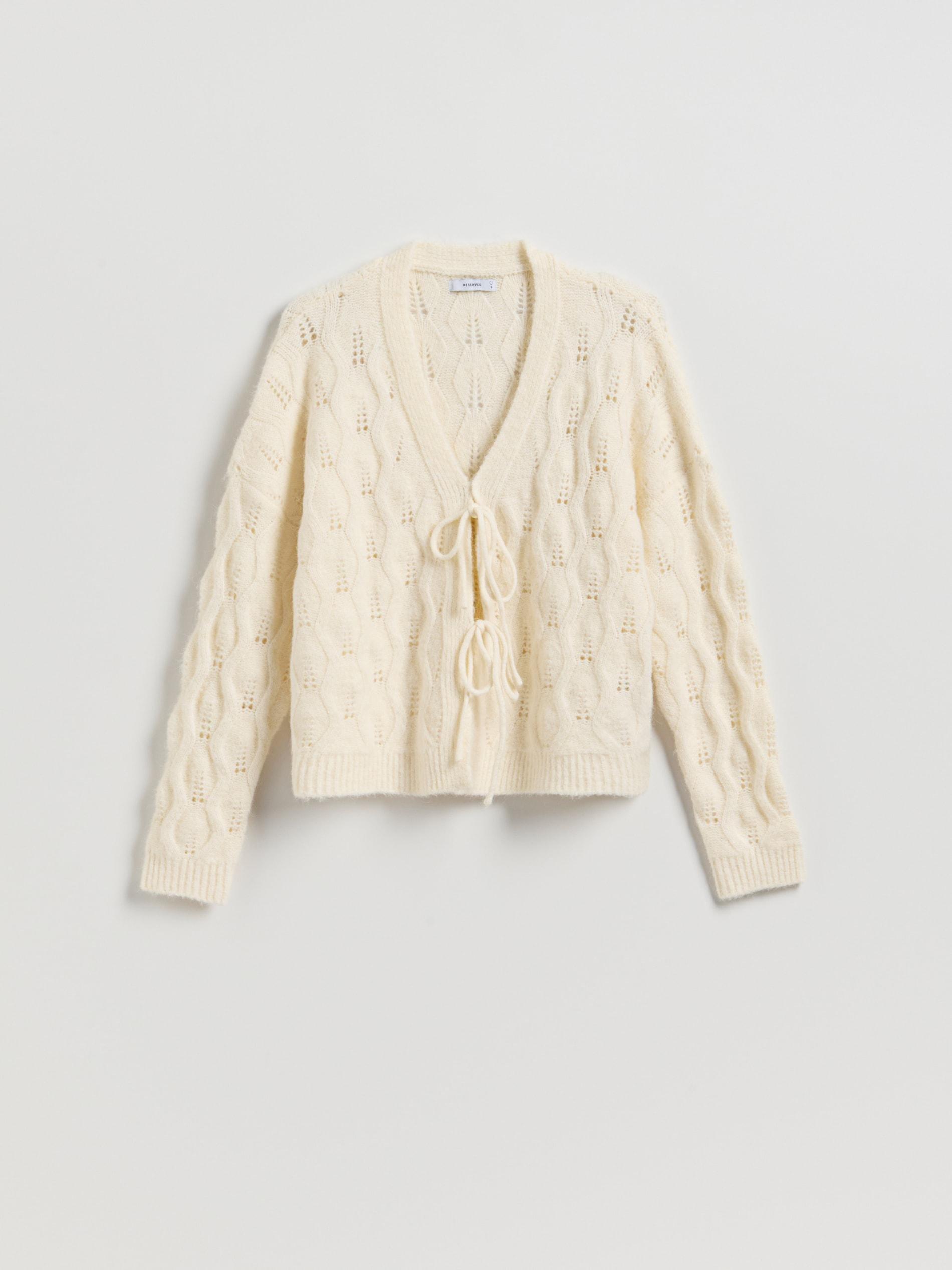 Beige Cardigan With Tie Detail, , large image number 5