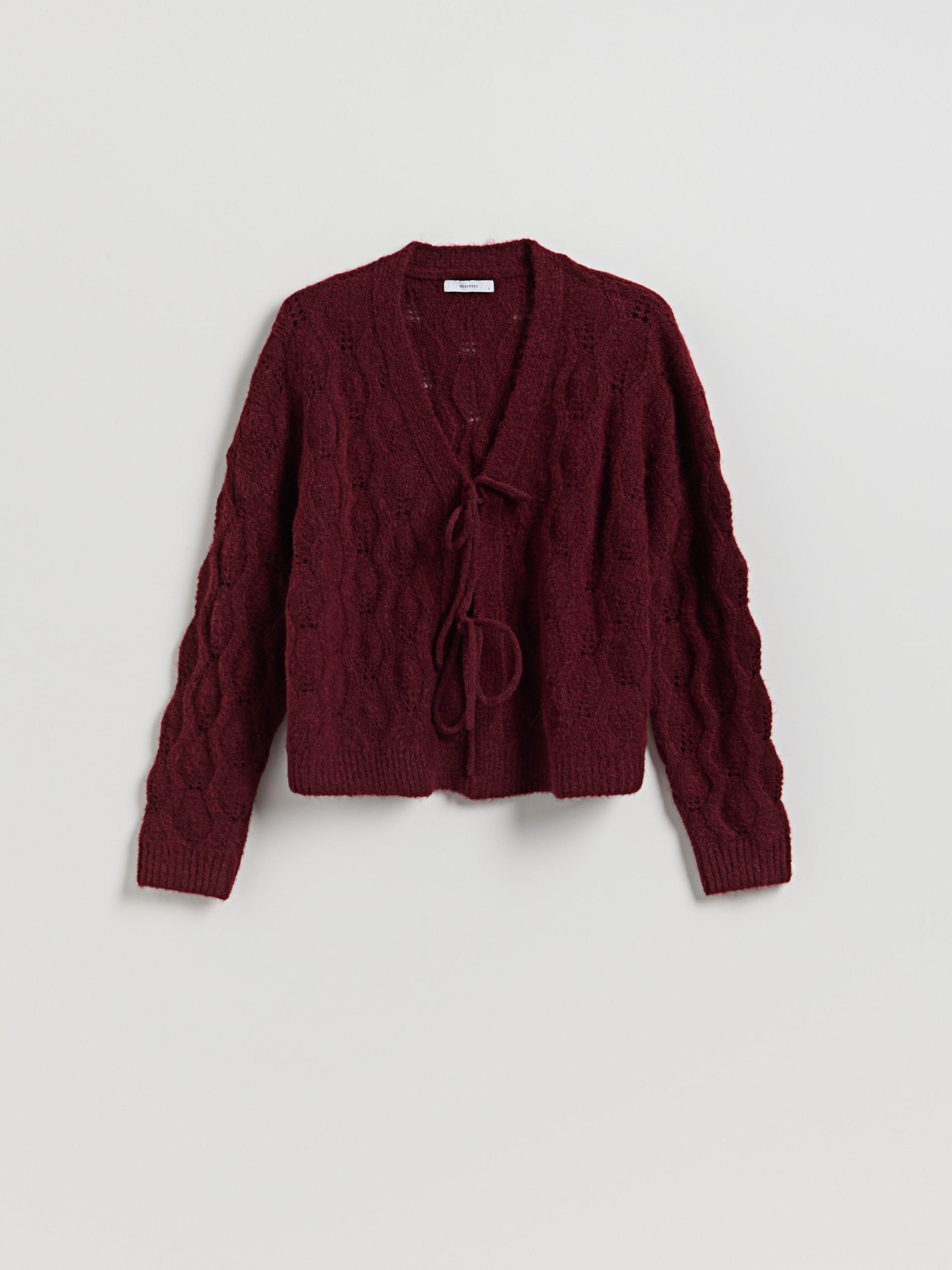 MAROON Cardigan with tie detail, Burgundy, large image number 4