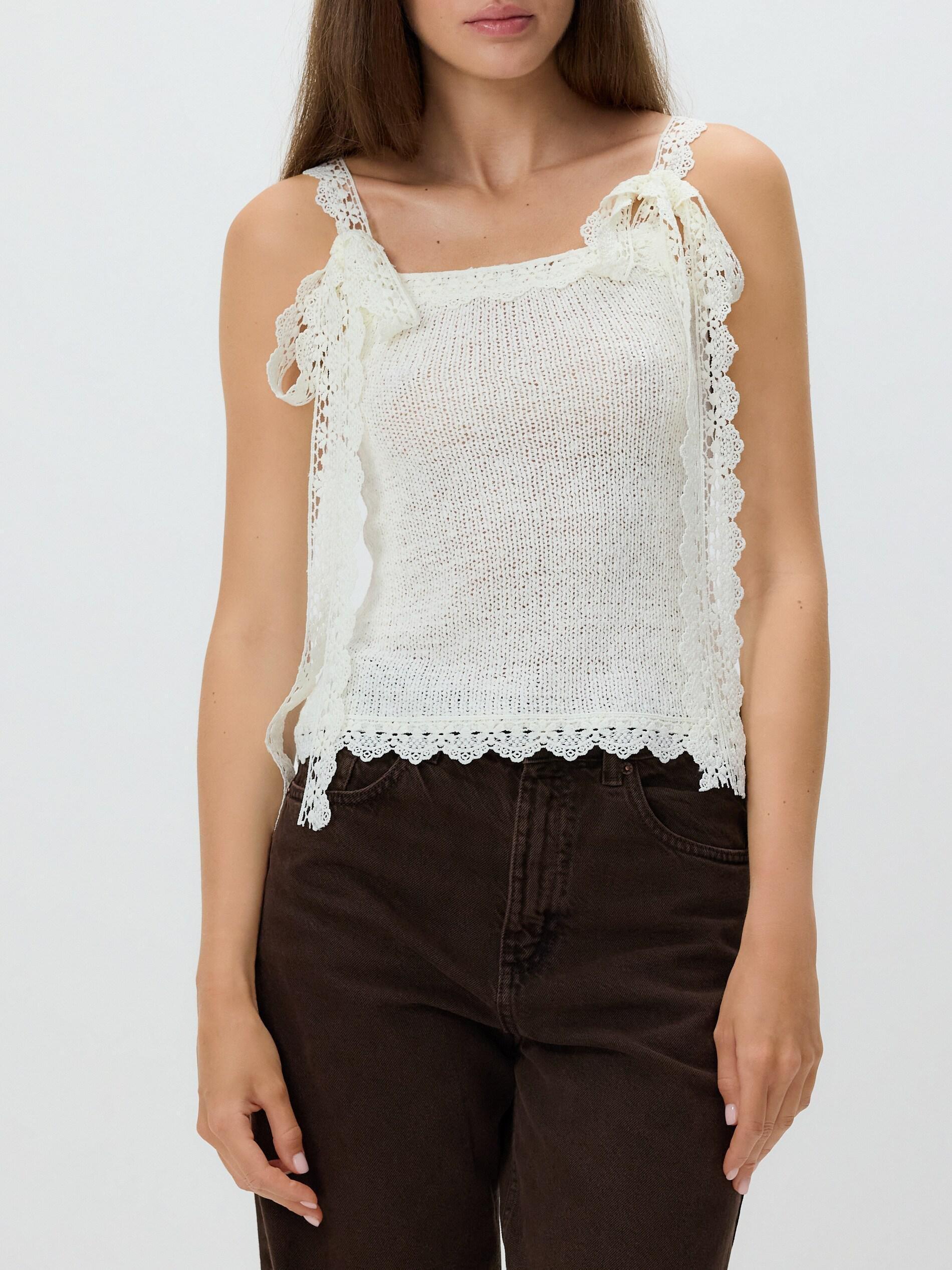 NUDE Top with lace detailing, Ivory, medium