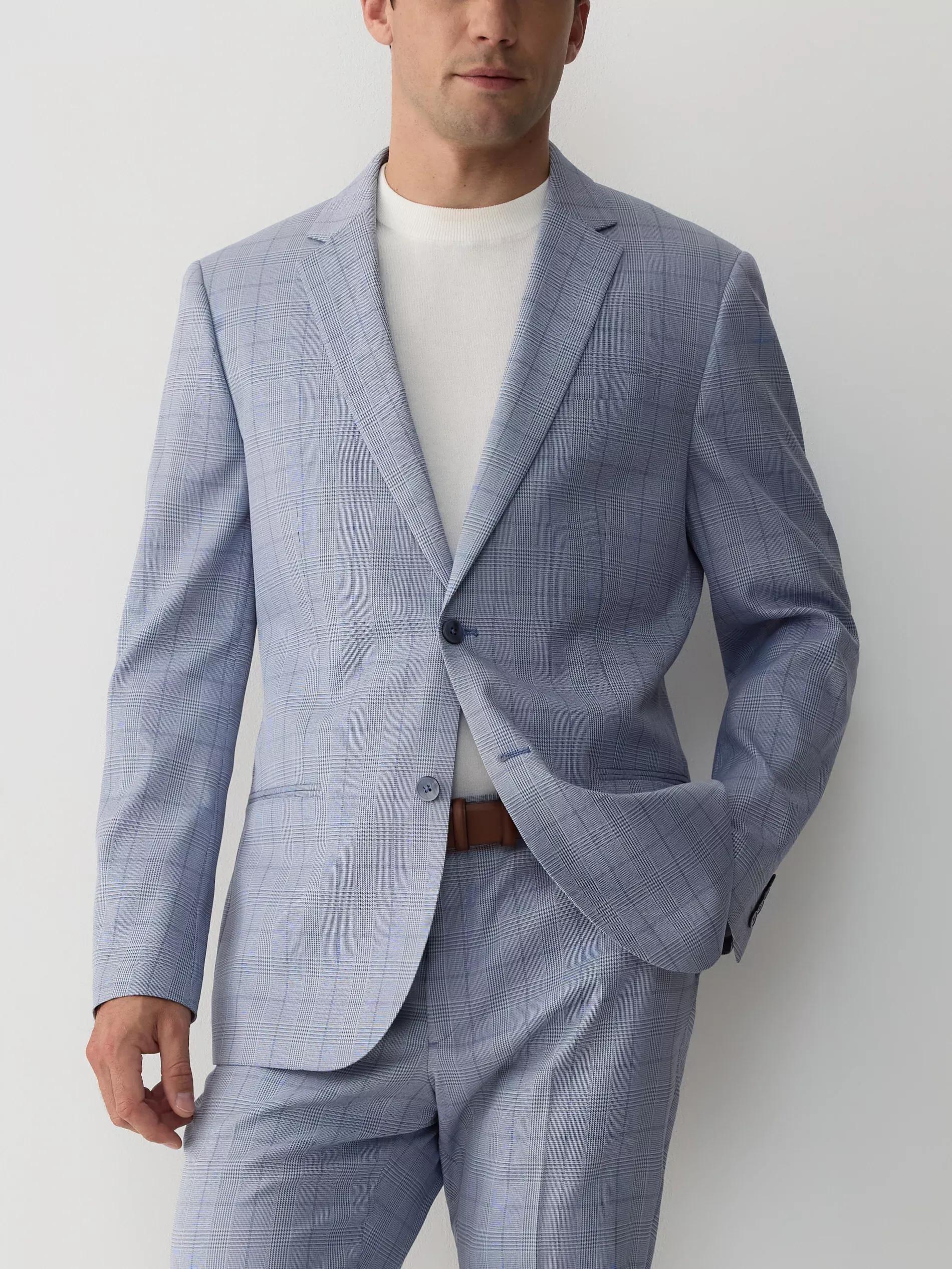 Blue Check Slim Fit Blazer, Blue, large image number 3