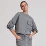 Reserved - Grey Textured Sweatshirt Decorated With Eyelets, Women