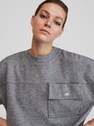 Reserved - Grey Textured Sweatshirt Decorated With Eyelets, Women