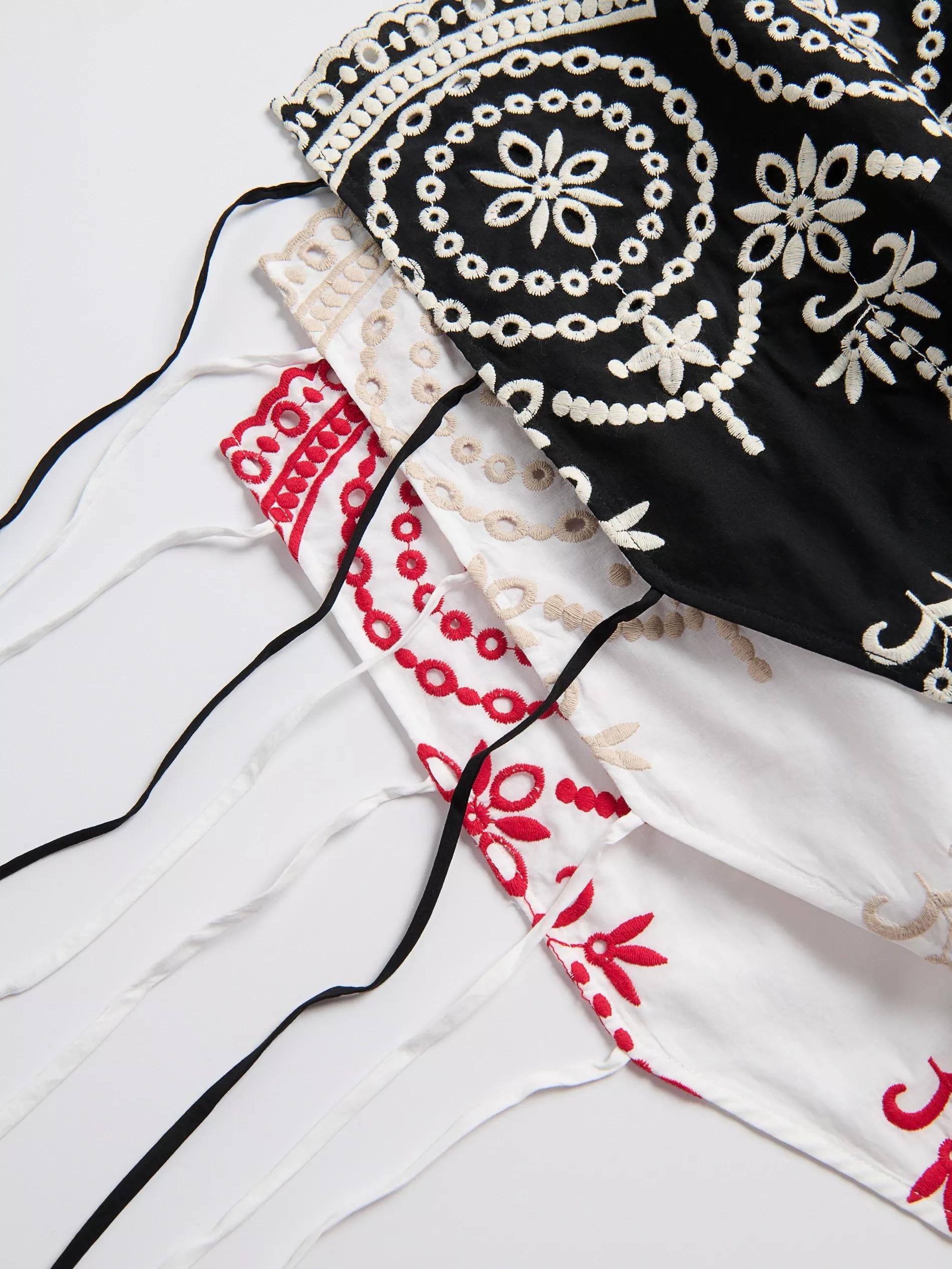 White Tied Blouse With Embroidered Pattern, White, large image number 5