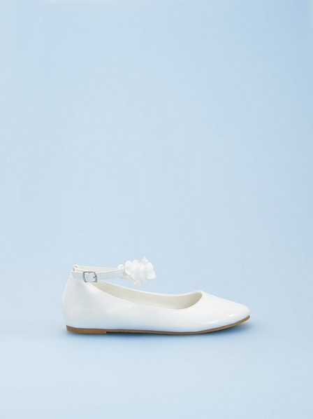 Reserved - White Ballerinas With Decorated Belt, Kids Girl