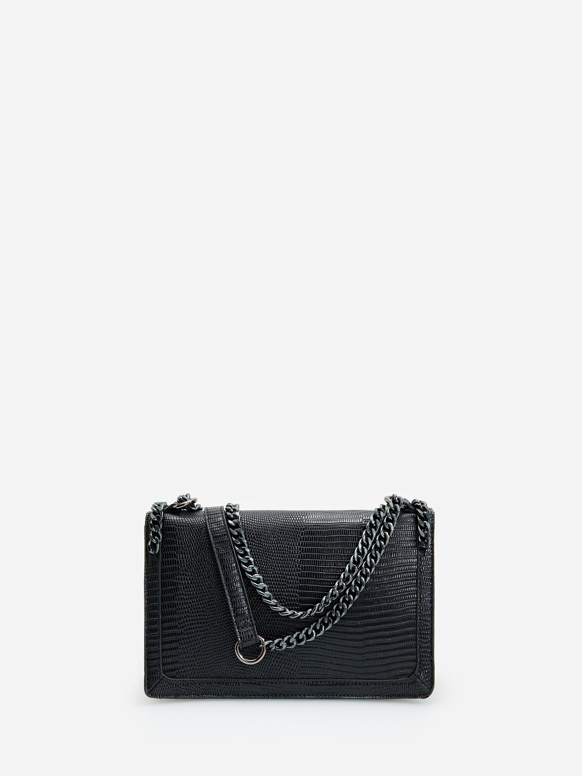 Black Textured Crossbody Bag With Chain Strap, Women, , large image number 3