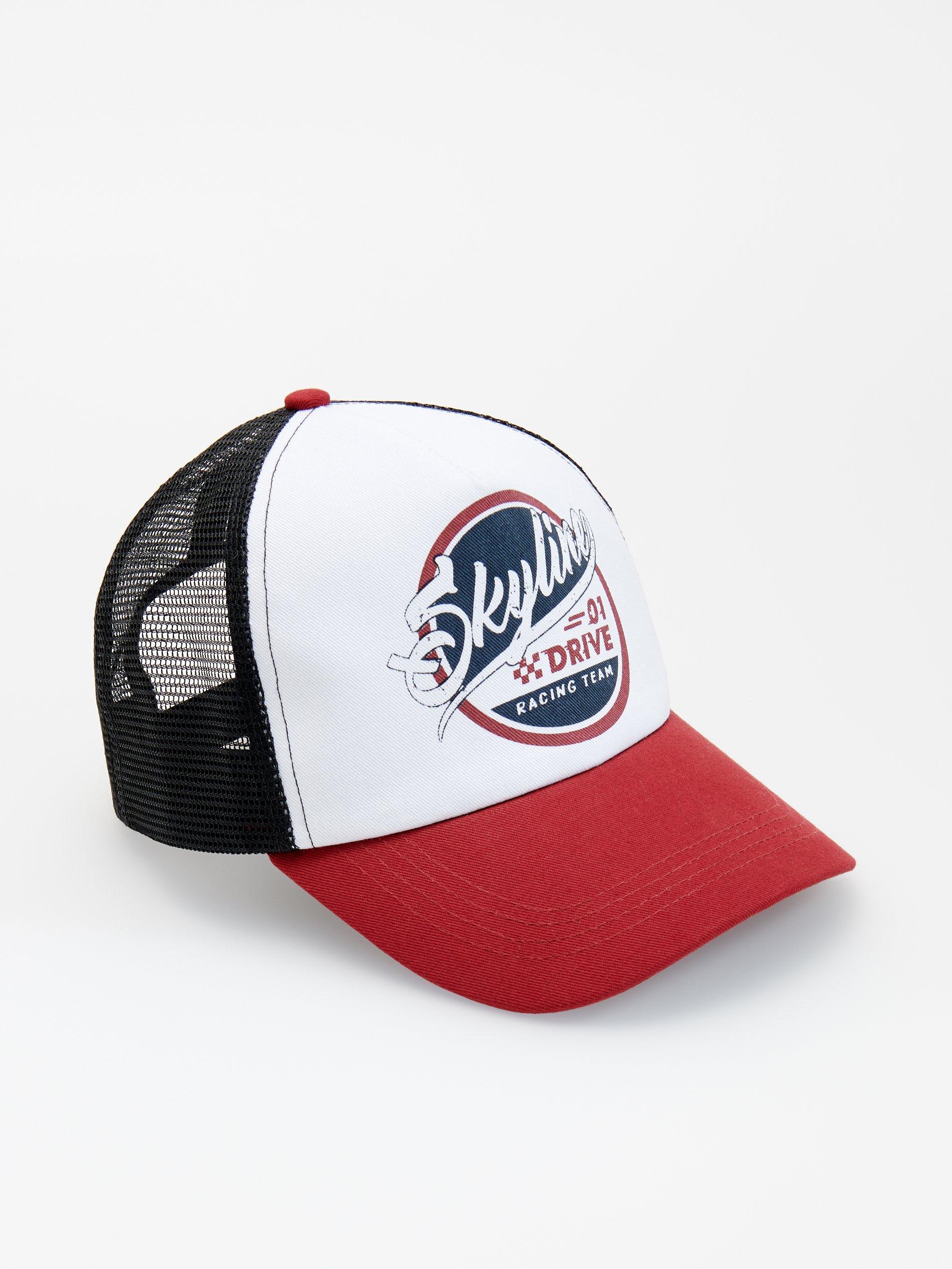 Red Cotton Printed Baseball Cap, Men, , large image number 0