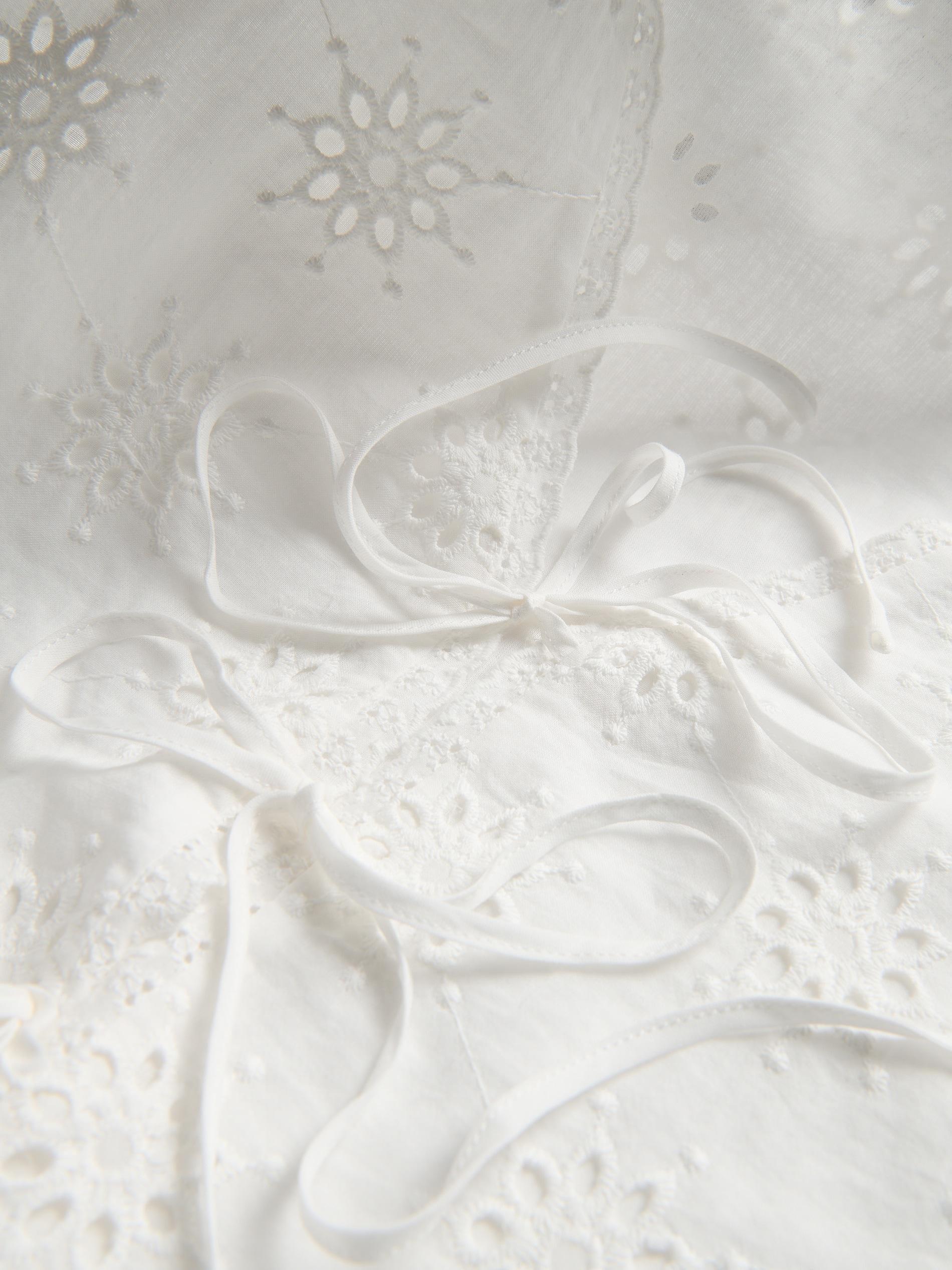 White Cotton Top With Tie Details, White, large image number 5