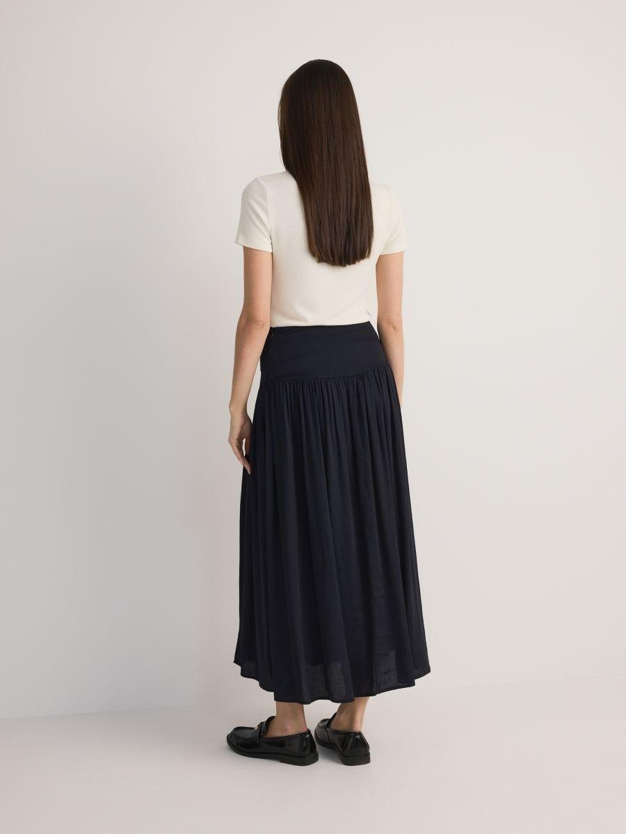 Blue Midi Skirt With Ruffles At The Hem, , large image number 2