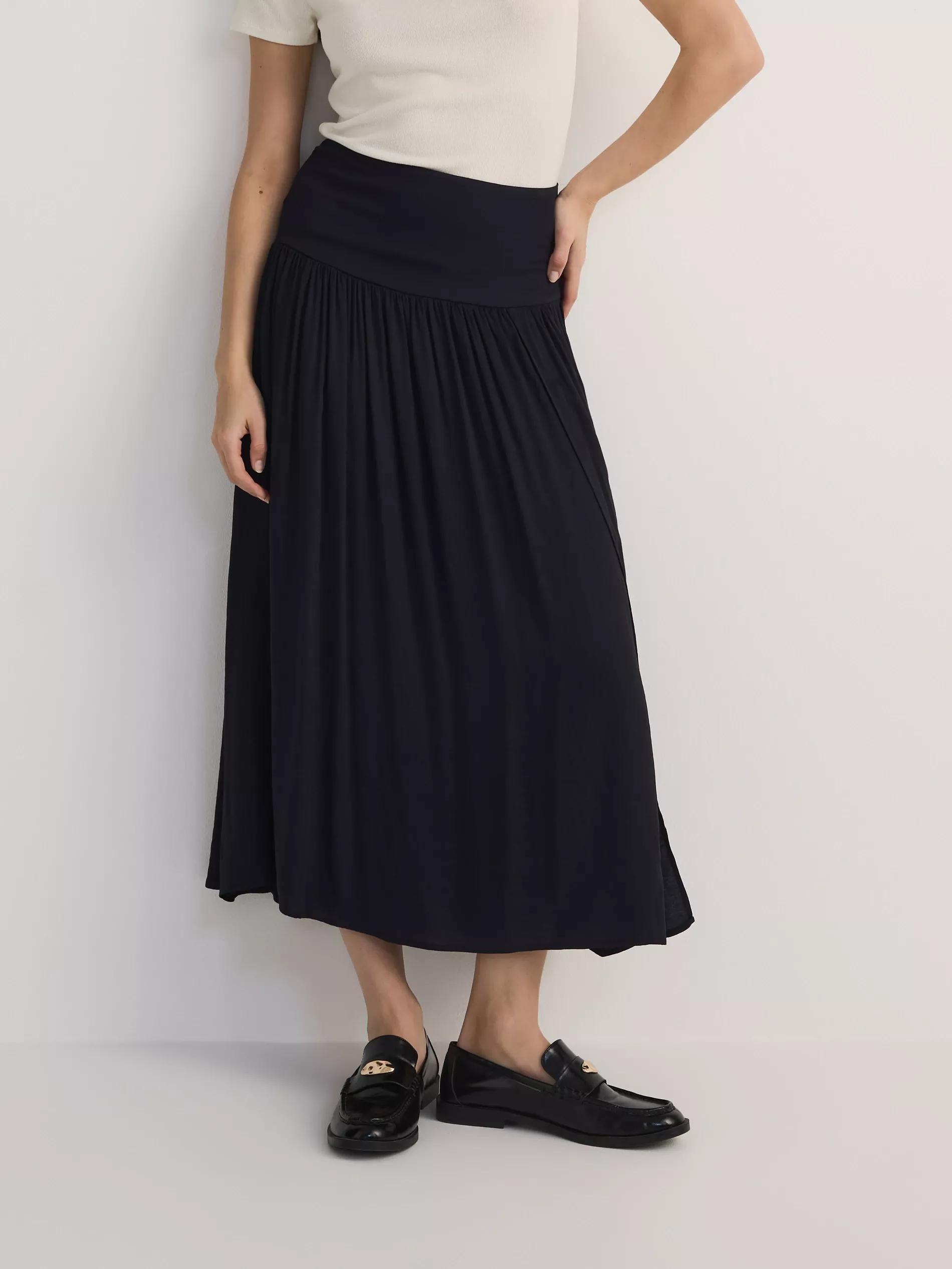 Blue Midi Skirt With Ruffles At The Hem, Navy, large image number 2