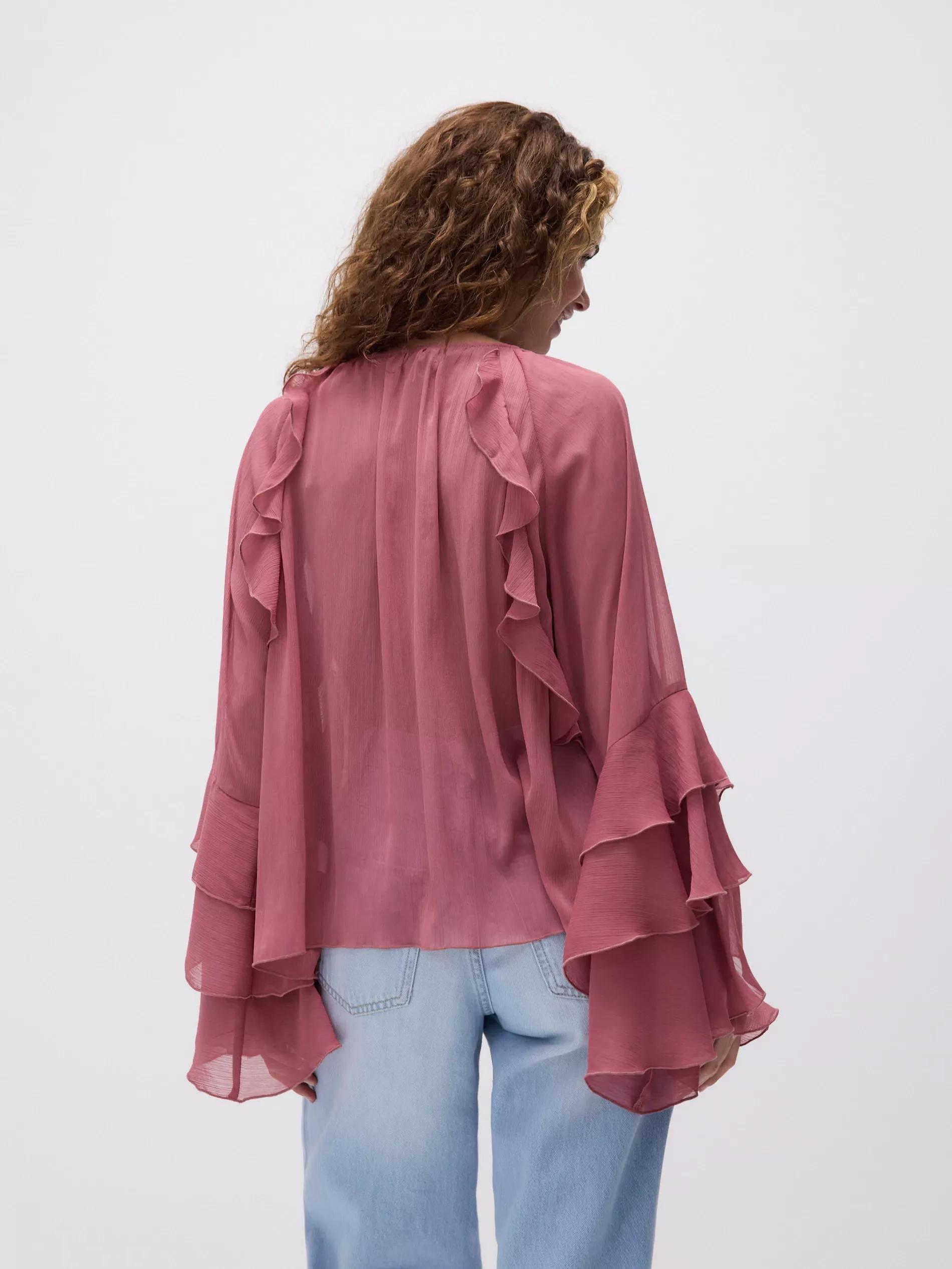 Pink Ruffle Blouse, Pink, large image number 5