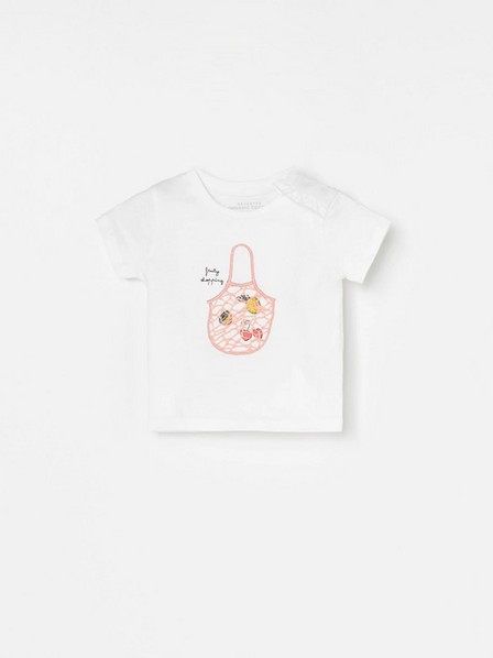 Reserved - Ivory Cotton Printed T-Shirt, Kids Girl