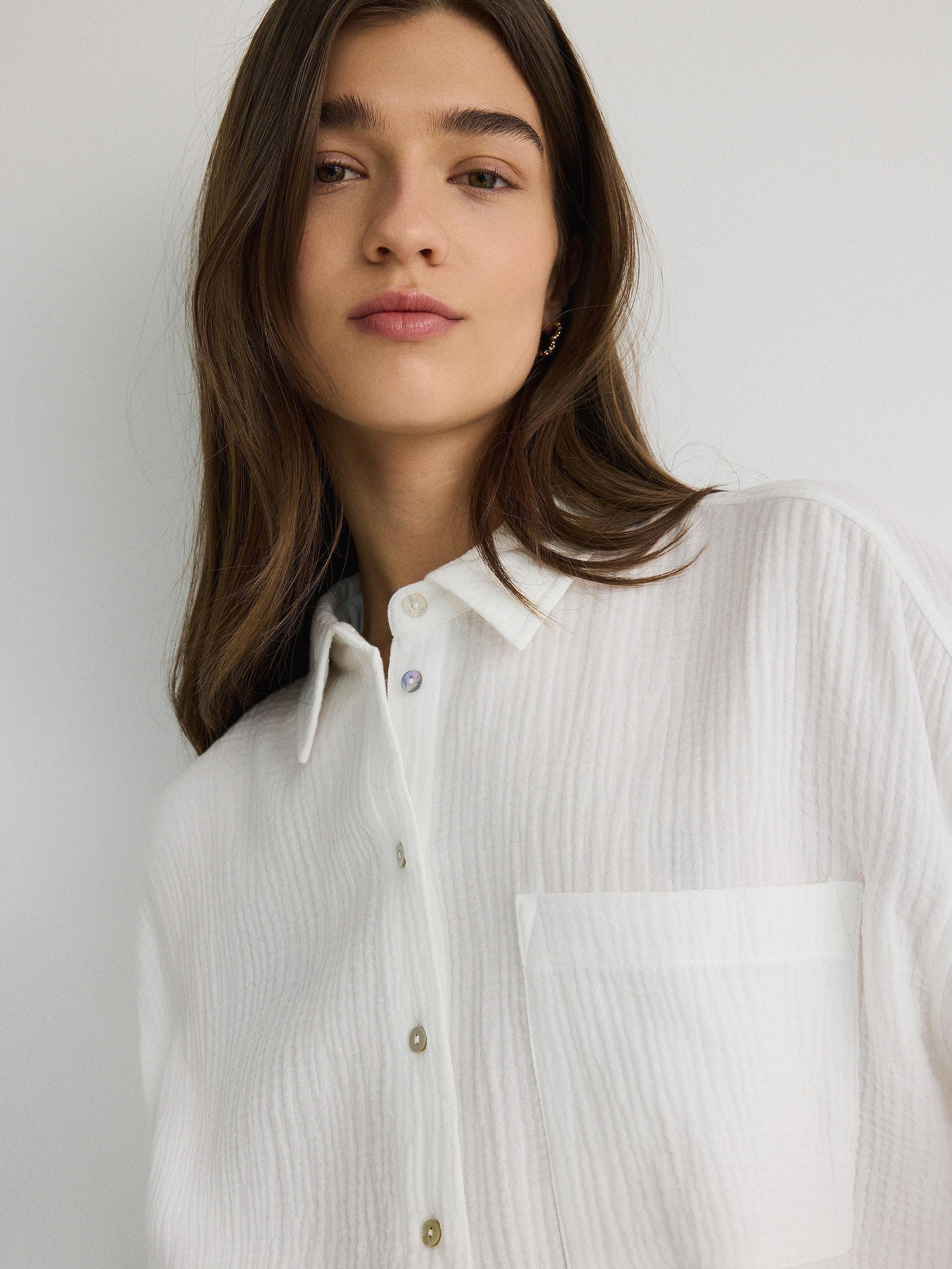 White Muslin Cotton Shirt, , large image number 3
