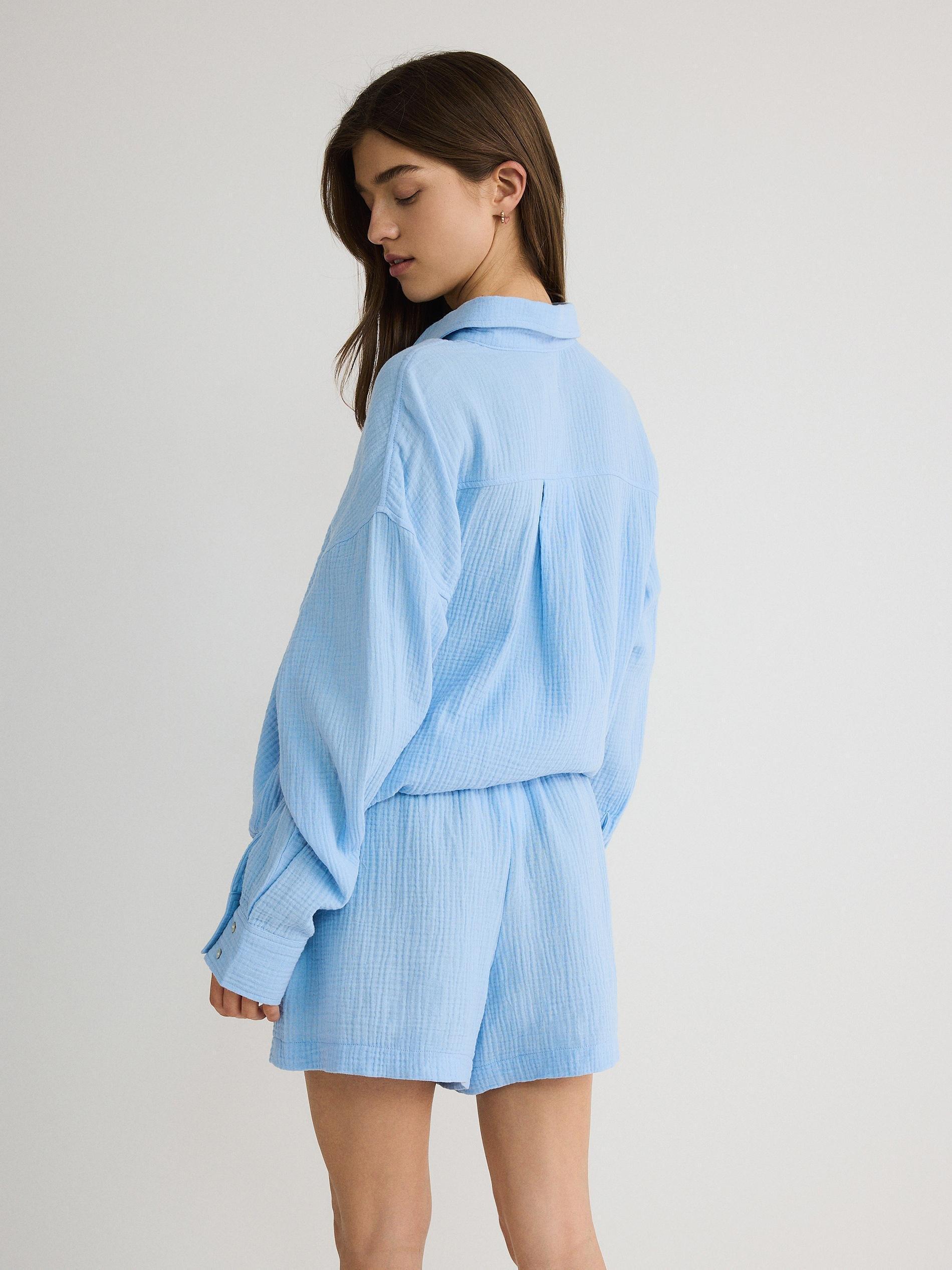 Blue Muslin Cotton Shirt, , large image number 7