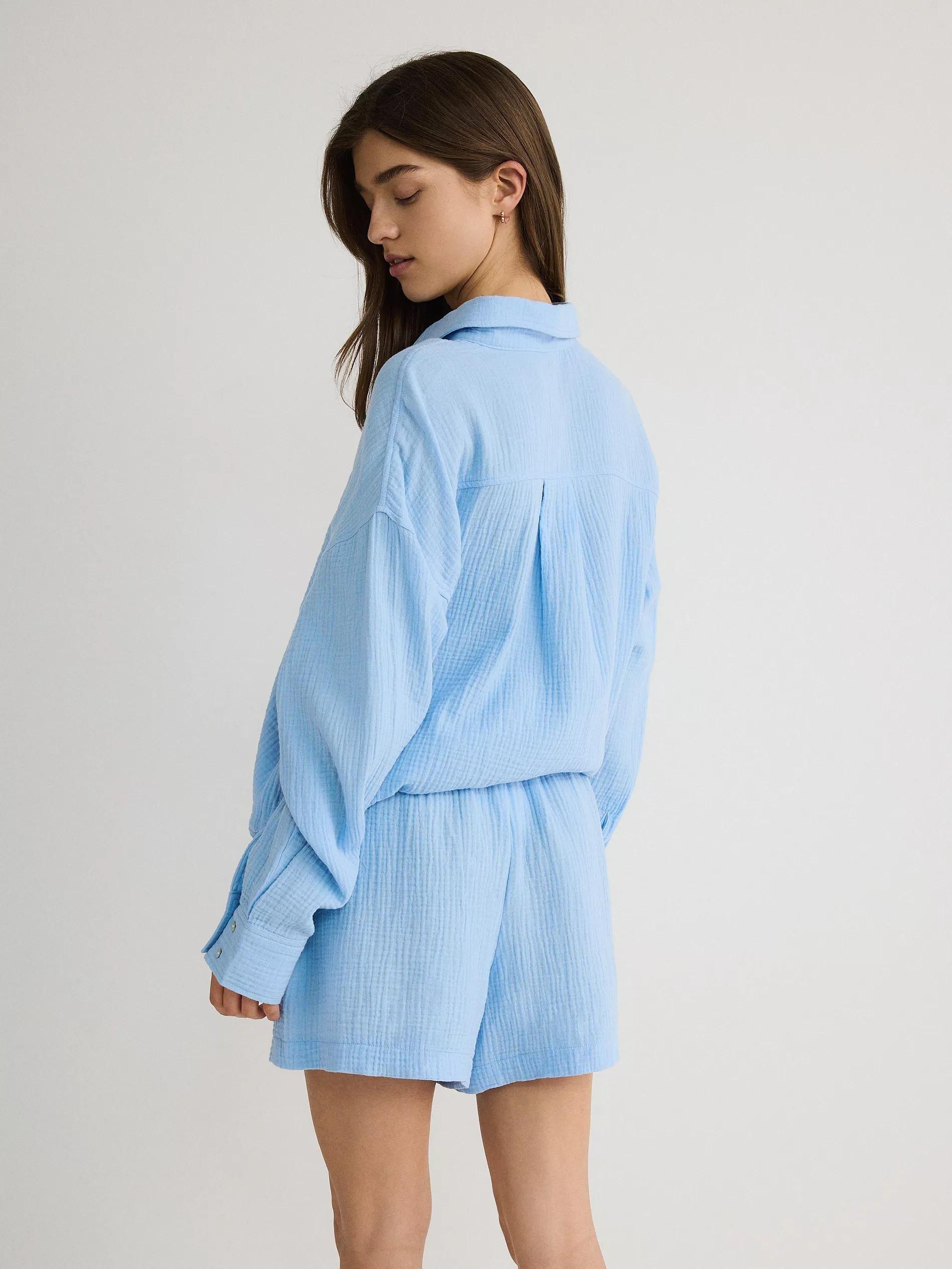 Blue Muslin Cotton Shirt, , large image number 8