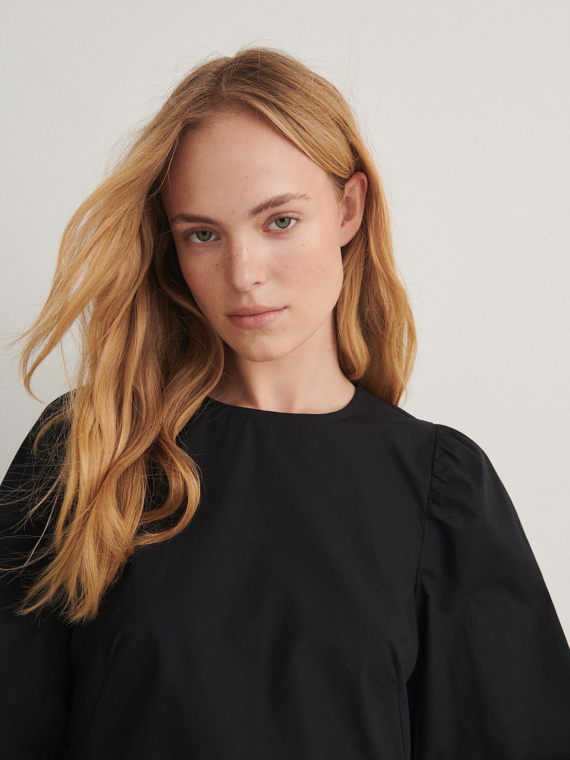 Black Blouse With Decorative Inserts, , large image number 5