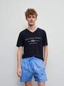 Reserved - Navy Cotton Pajama Set With Shorts, Men