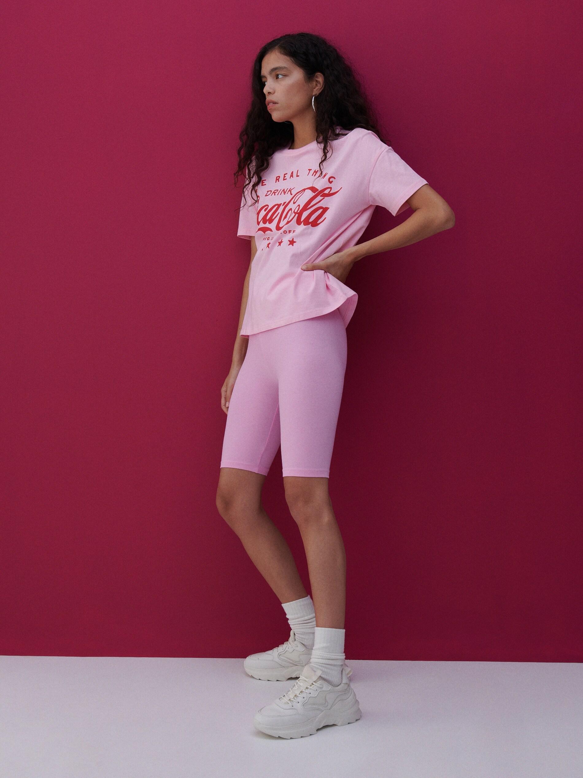Pastel Pink Cotton Rich Biker Shorts, Women, , large image number 1