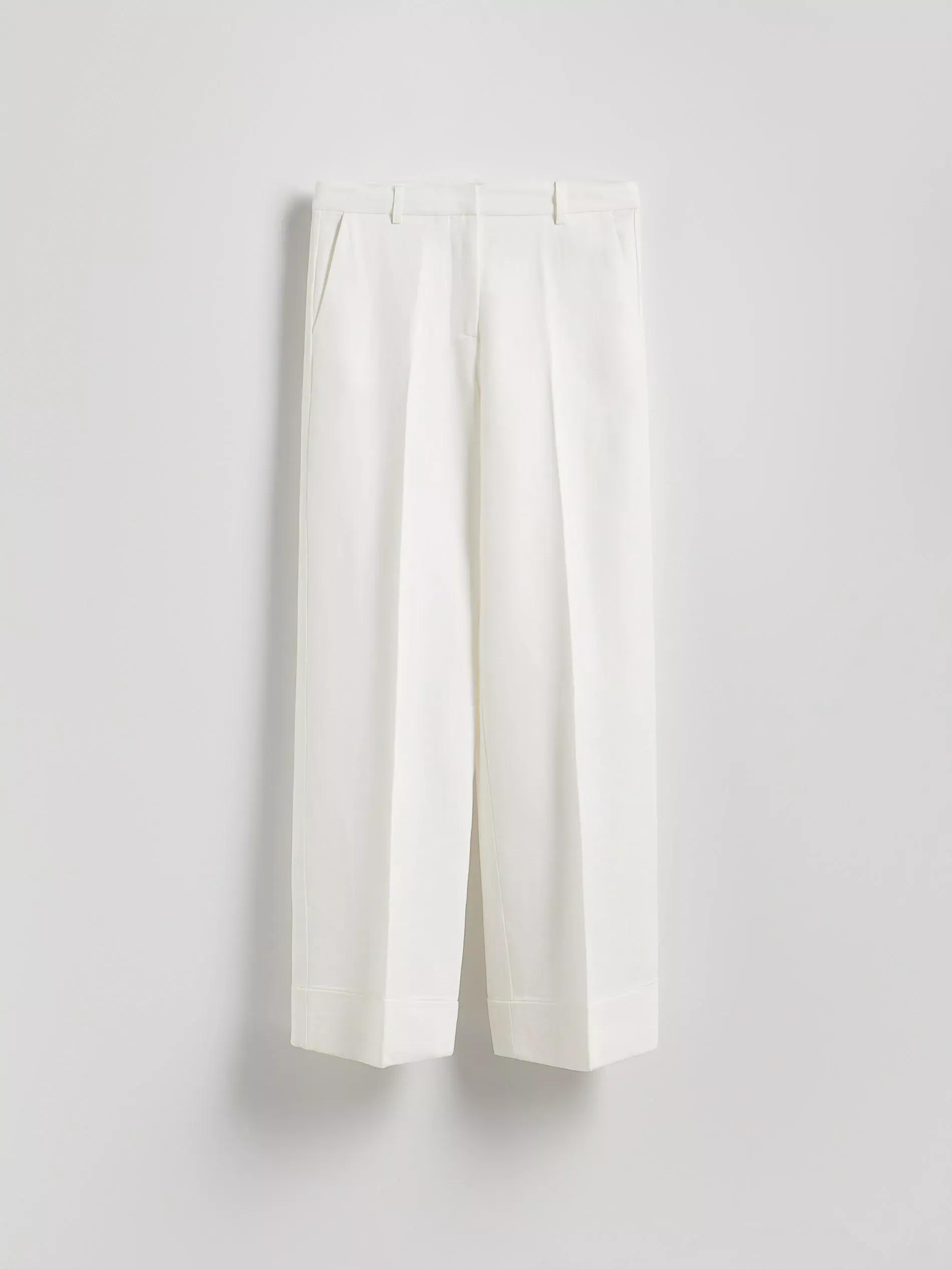 Cream Linen Rich Wide Leg Trousers, , large image number 0