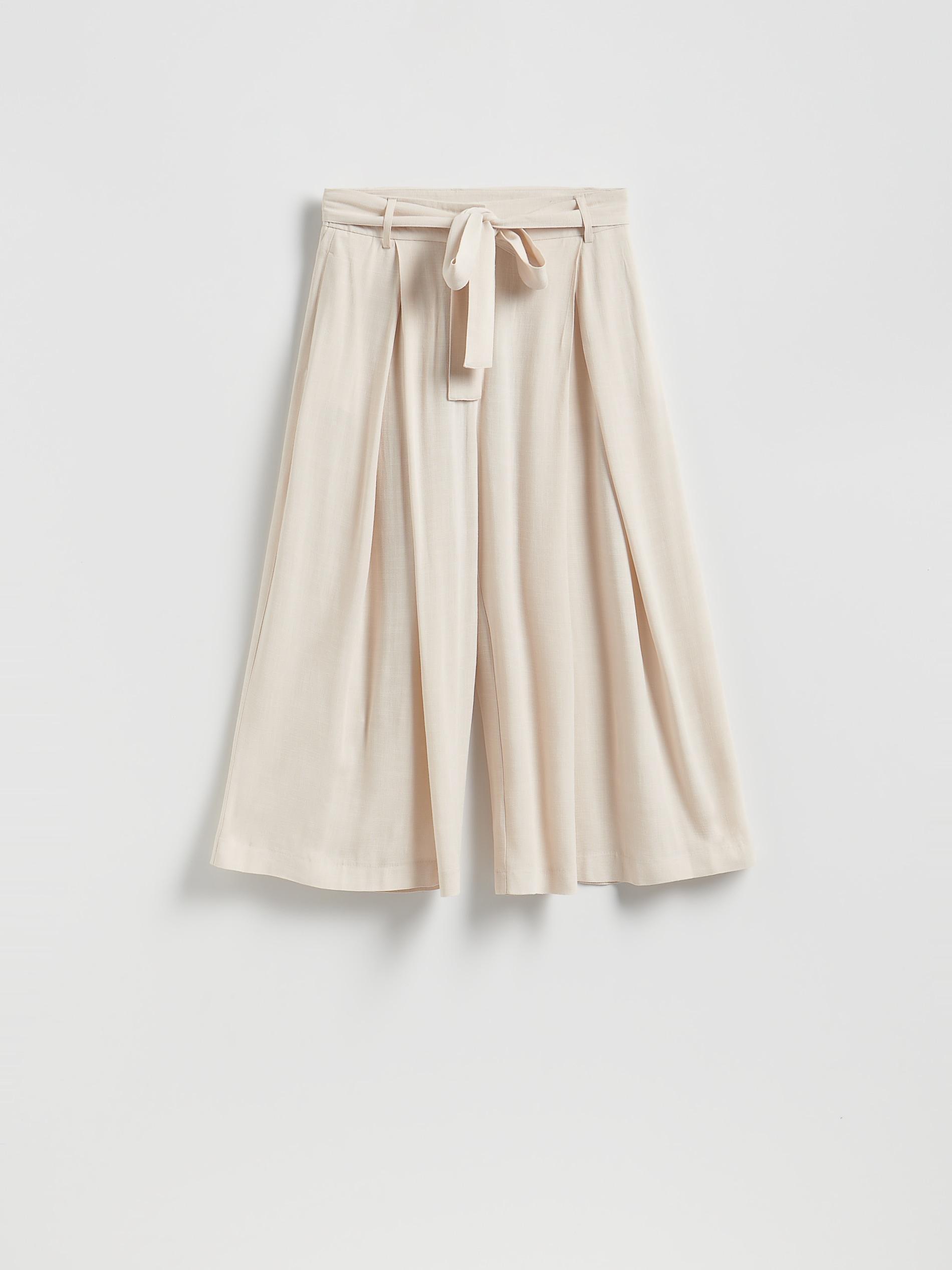 Beige Loose Tie-Waist Trousers, Beige, large image number 3