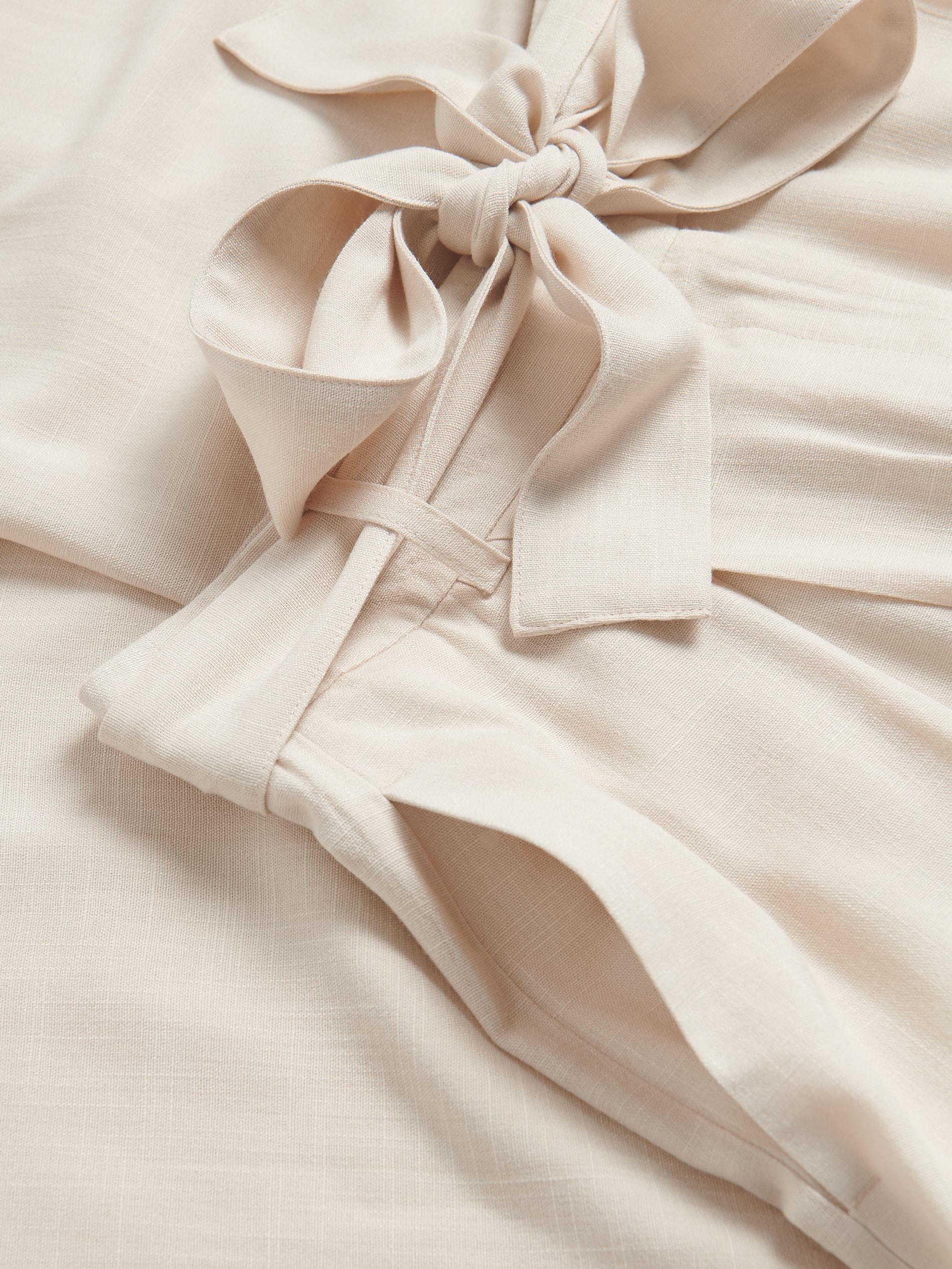 Beige Loose Tie-Waist Trousers, Beige, large image number 4