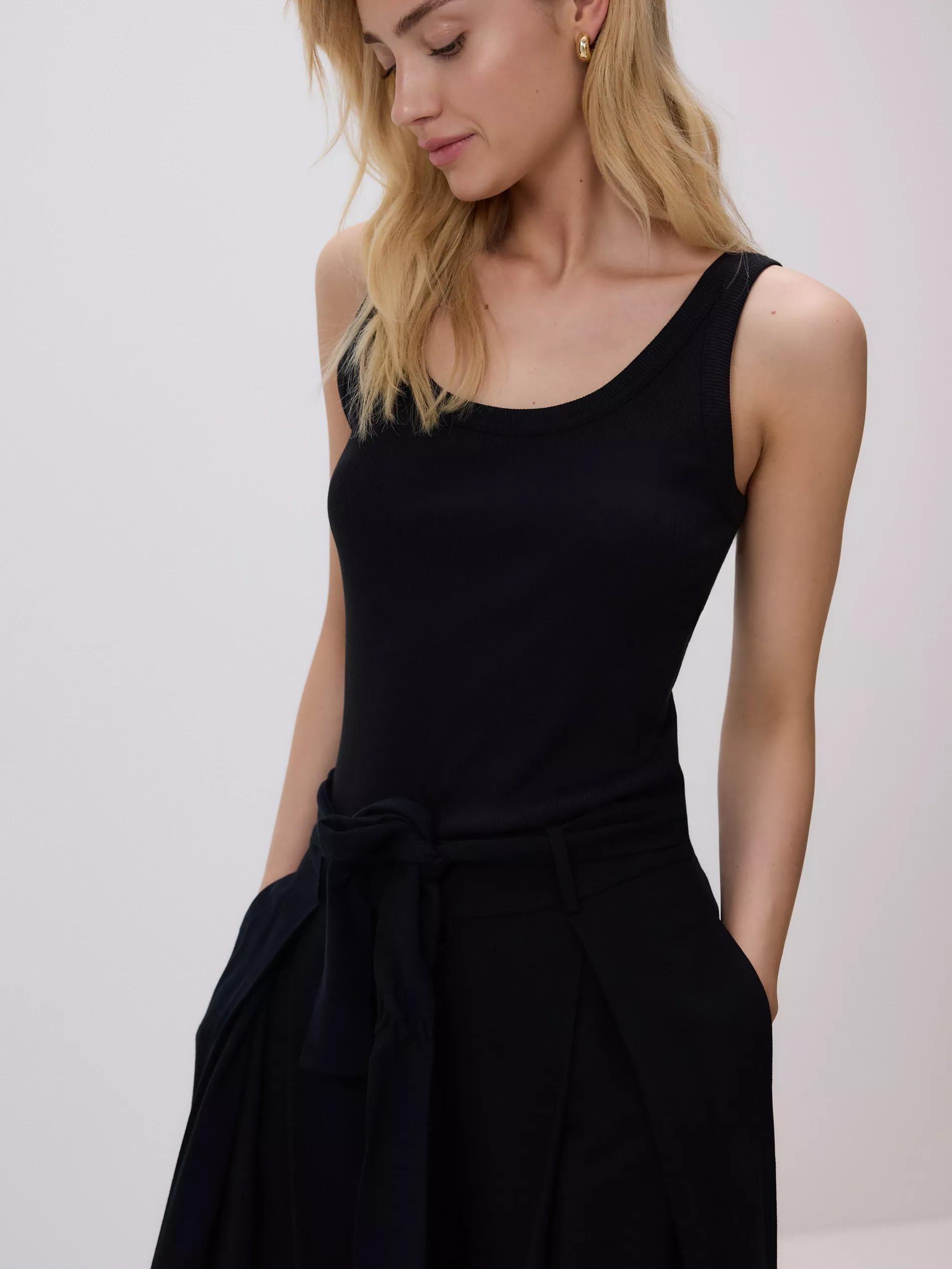 Black Loose Tie-Waist Trousers, Black, large image number 3