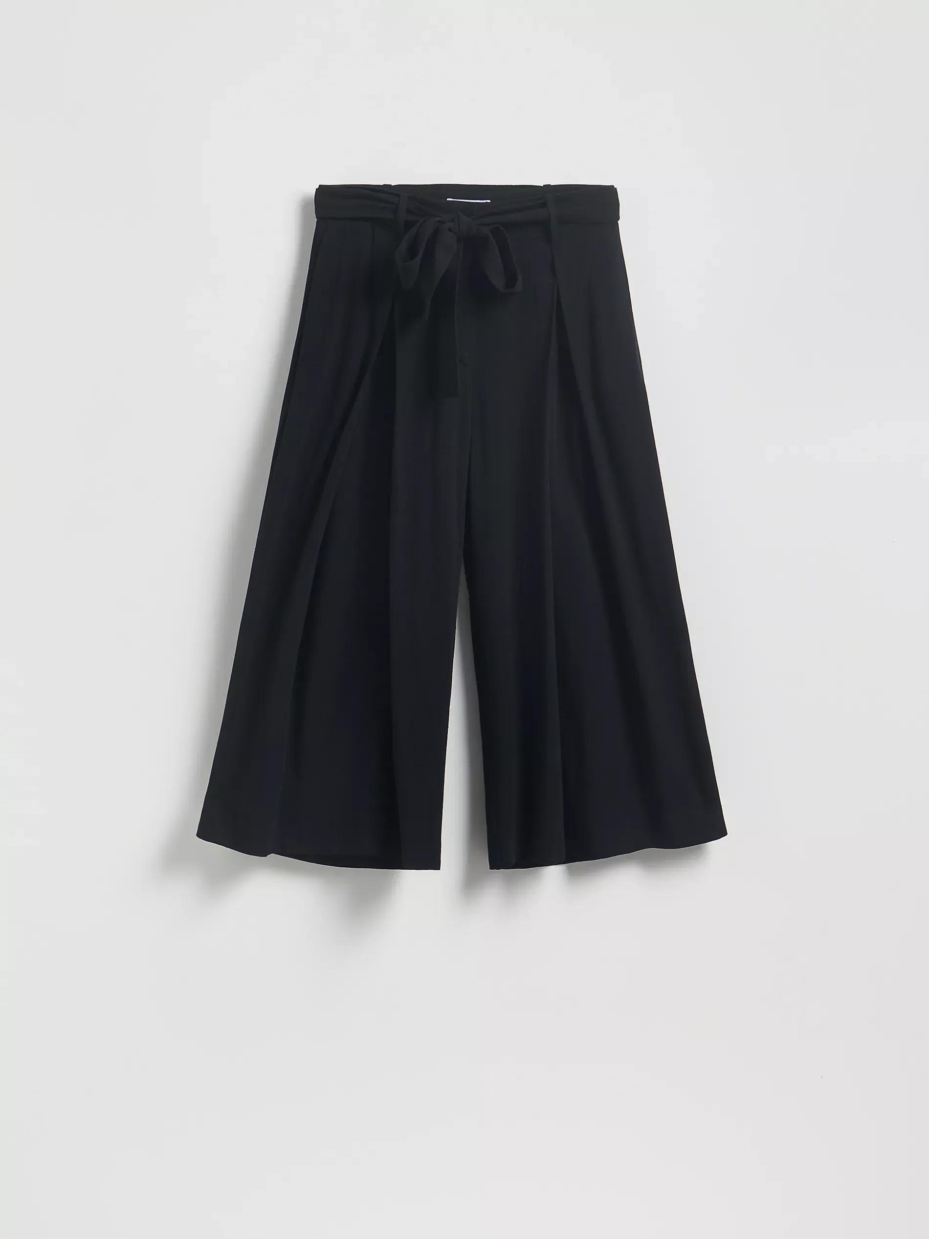 Black Loose Tie-Waist Trousers, Black, large image number 4