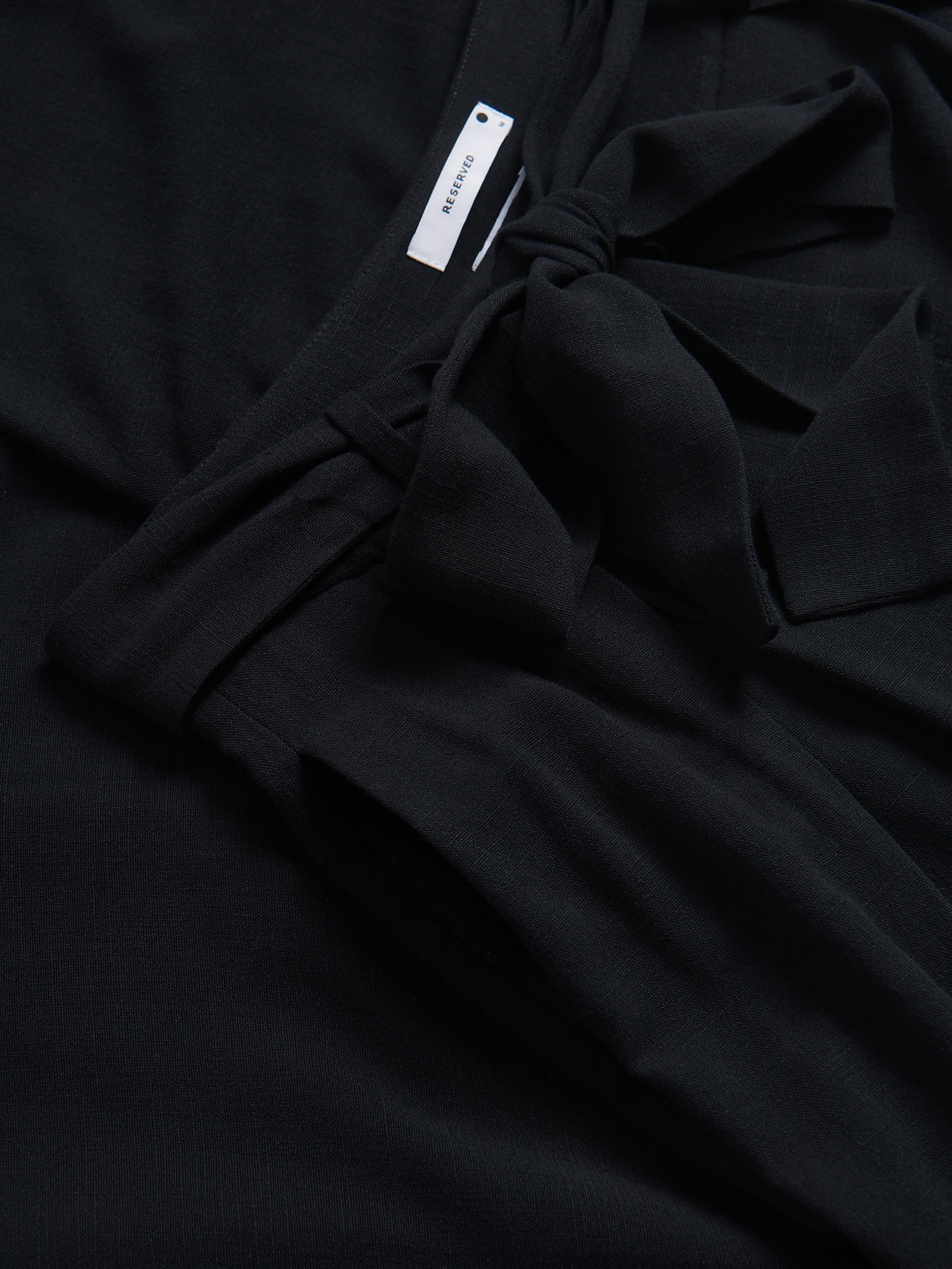 Black Loose Tie-Waist Trousers, Black, large image number 5