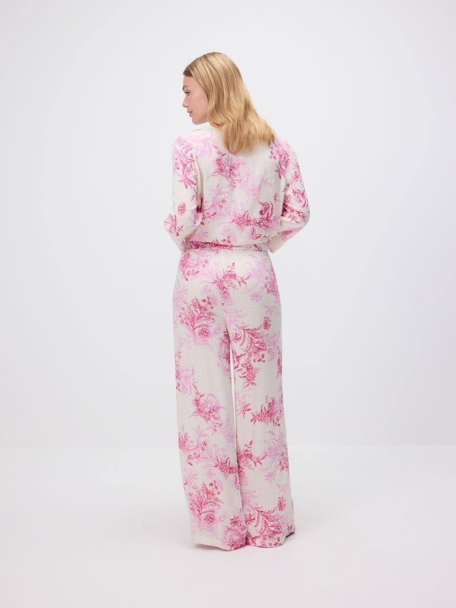 Pink Patterned Viscose Trousers, , large image number 5