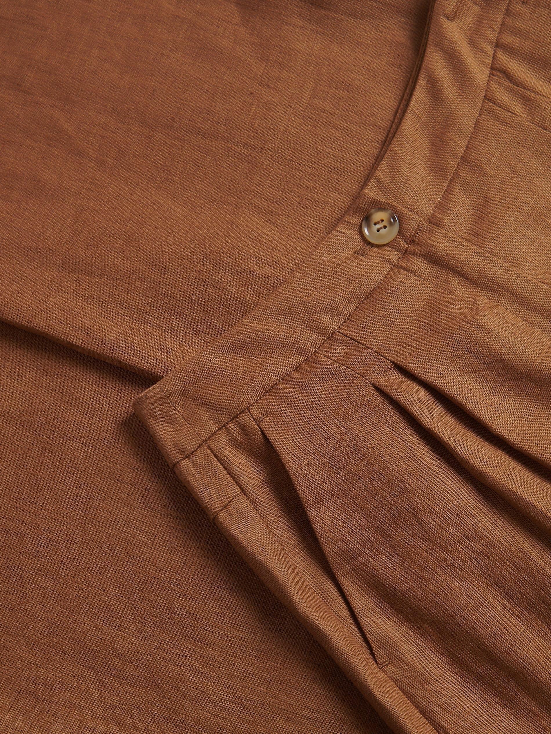Brown Linen Trousers With Pleats, , large image number 5