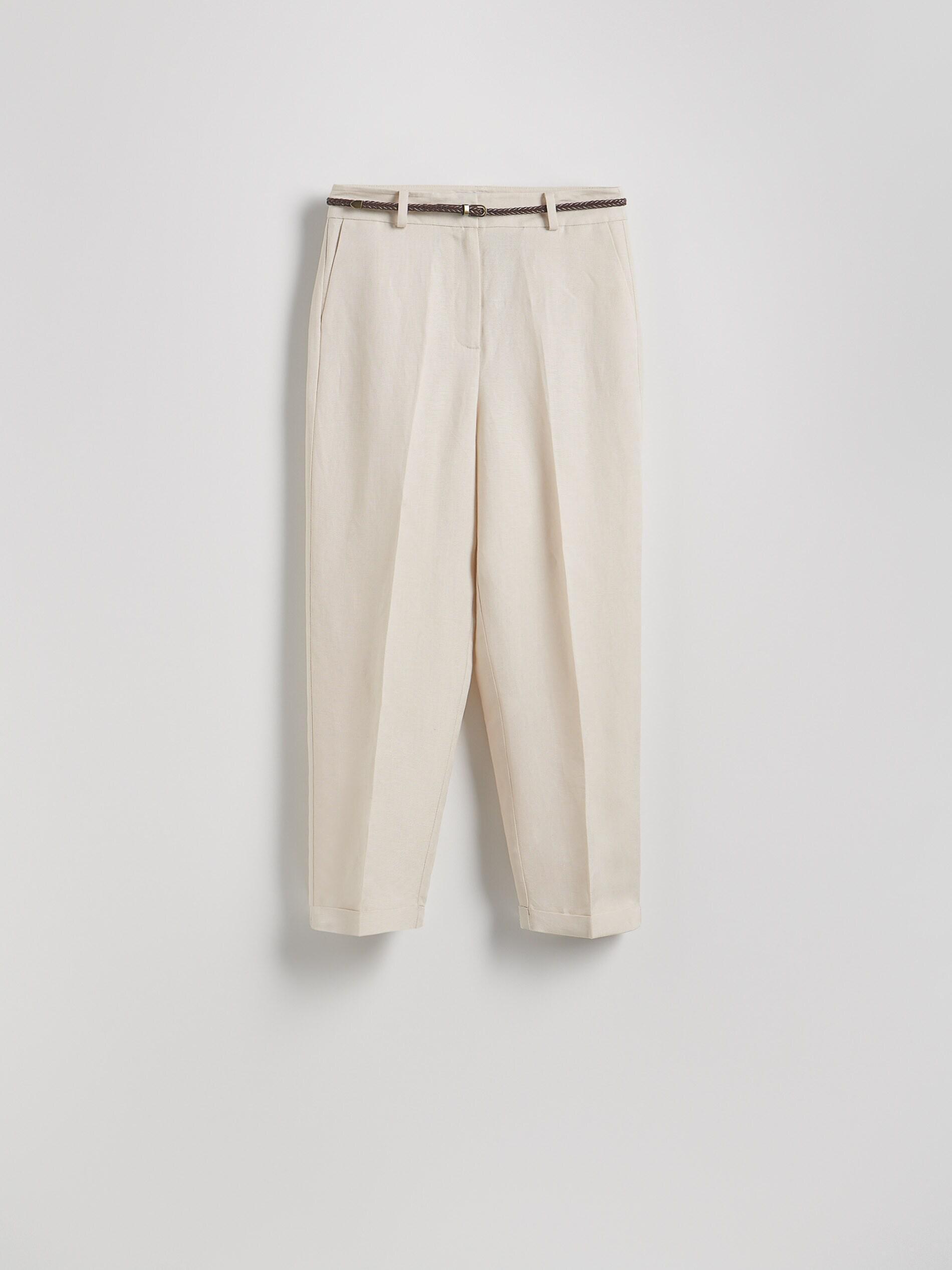 BEIGE Pressed crease linen blend trousers, , large image number 0