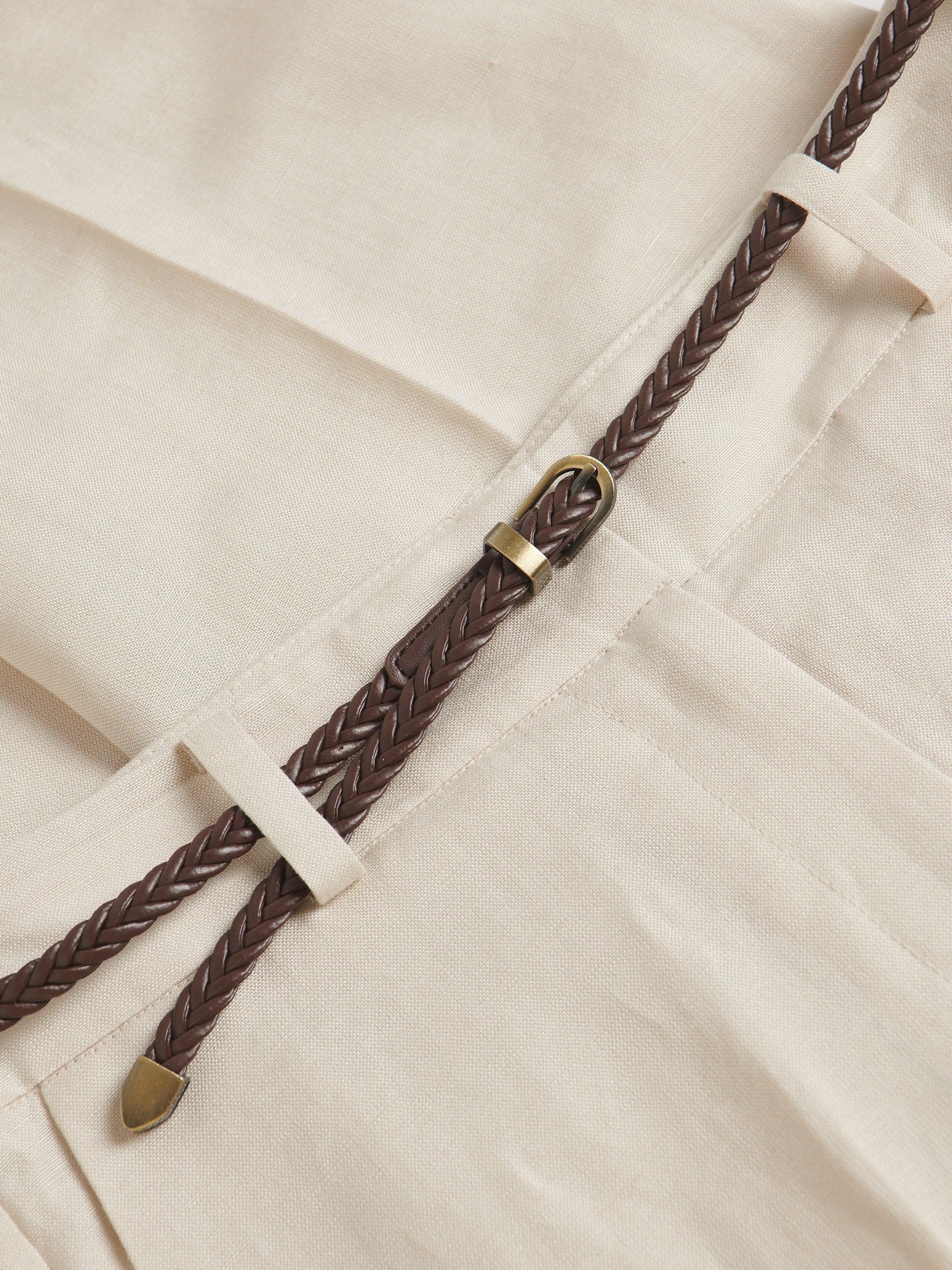BEIGE Pressed crease linen blend trousers, , large image number 2
