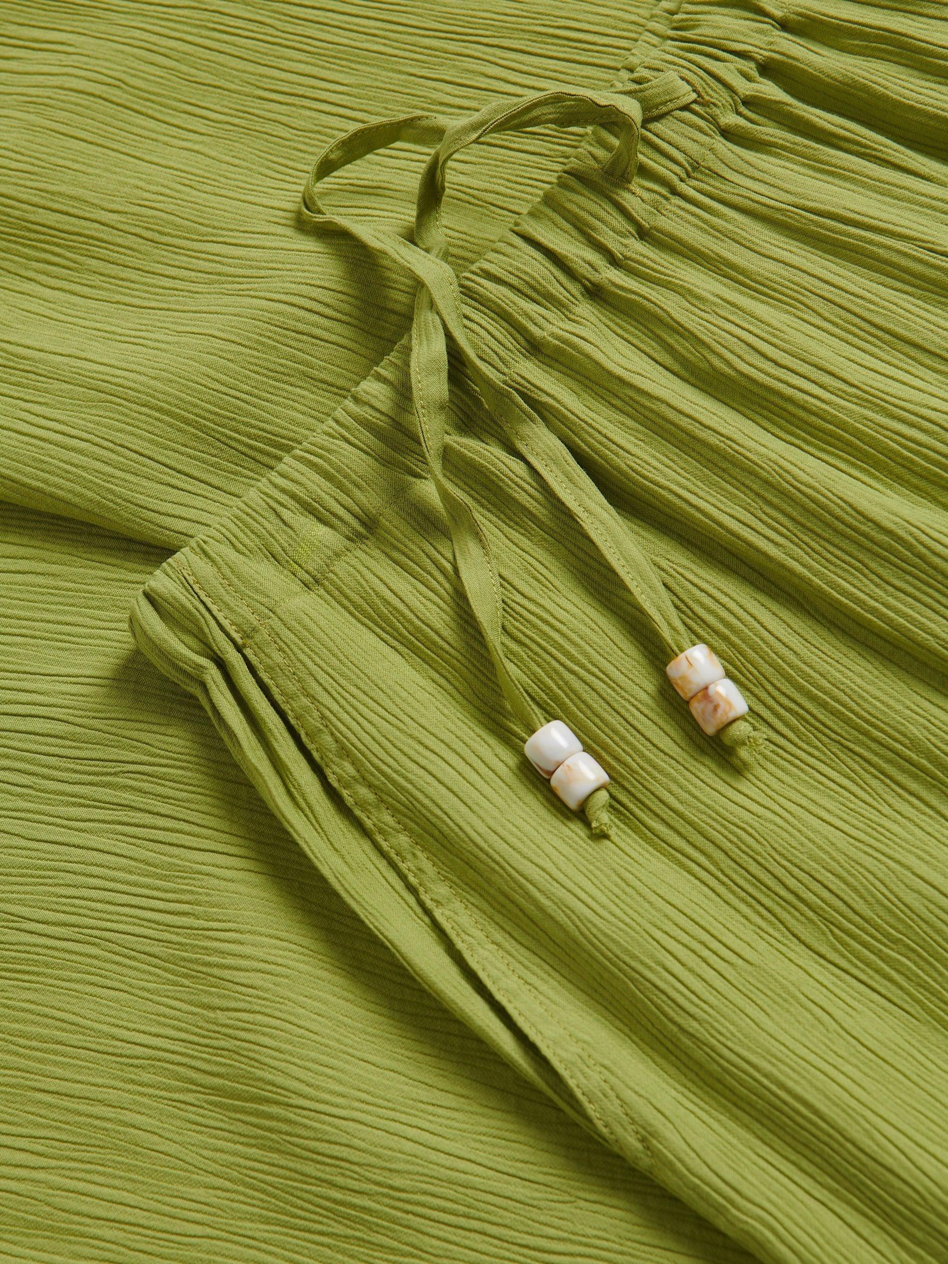 Green Structured Trousers With Tie-Up, , large image number 5