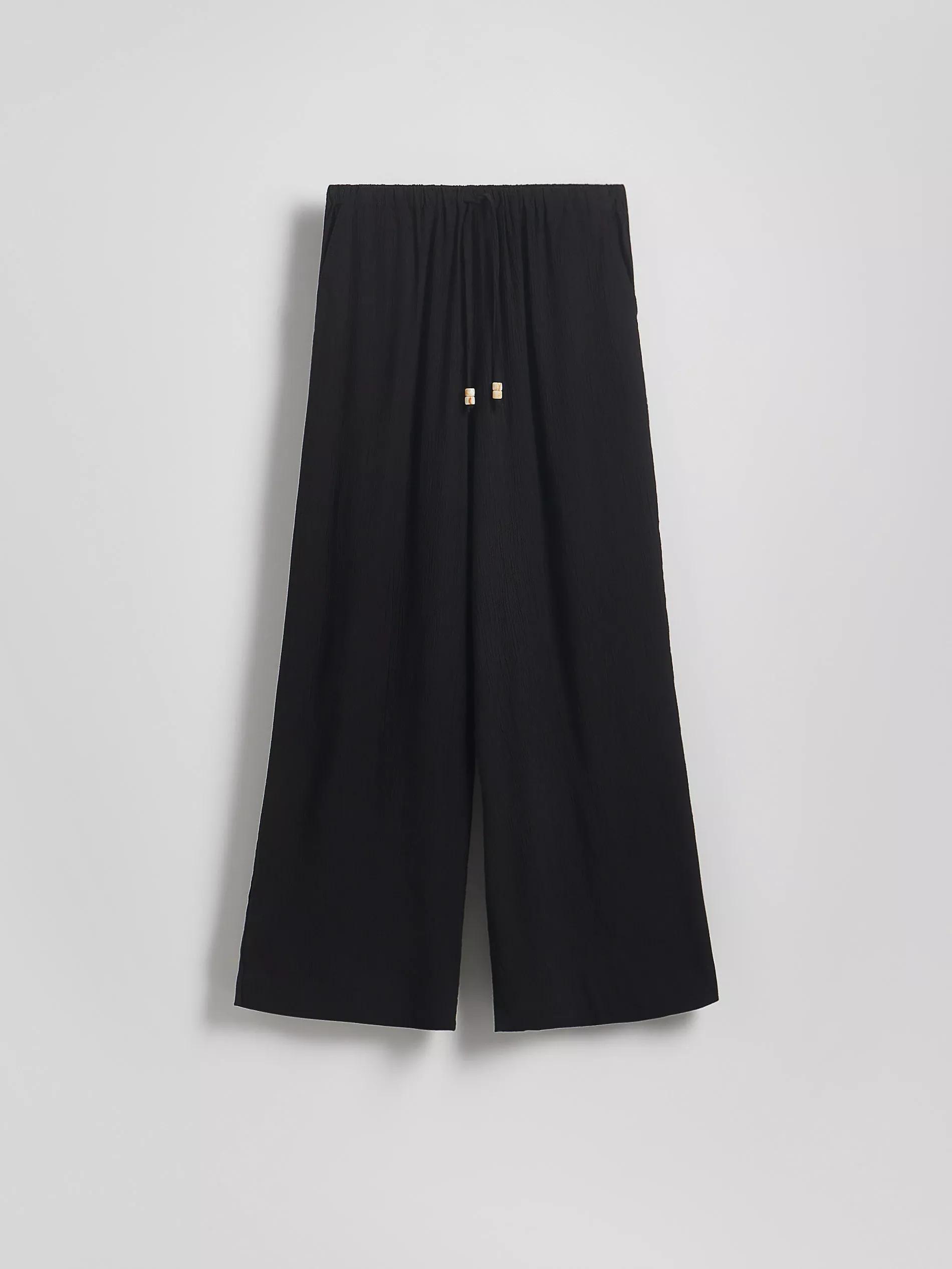 Black Structured Trousers With Tie-Up, Black, large image number 3