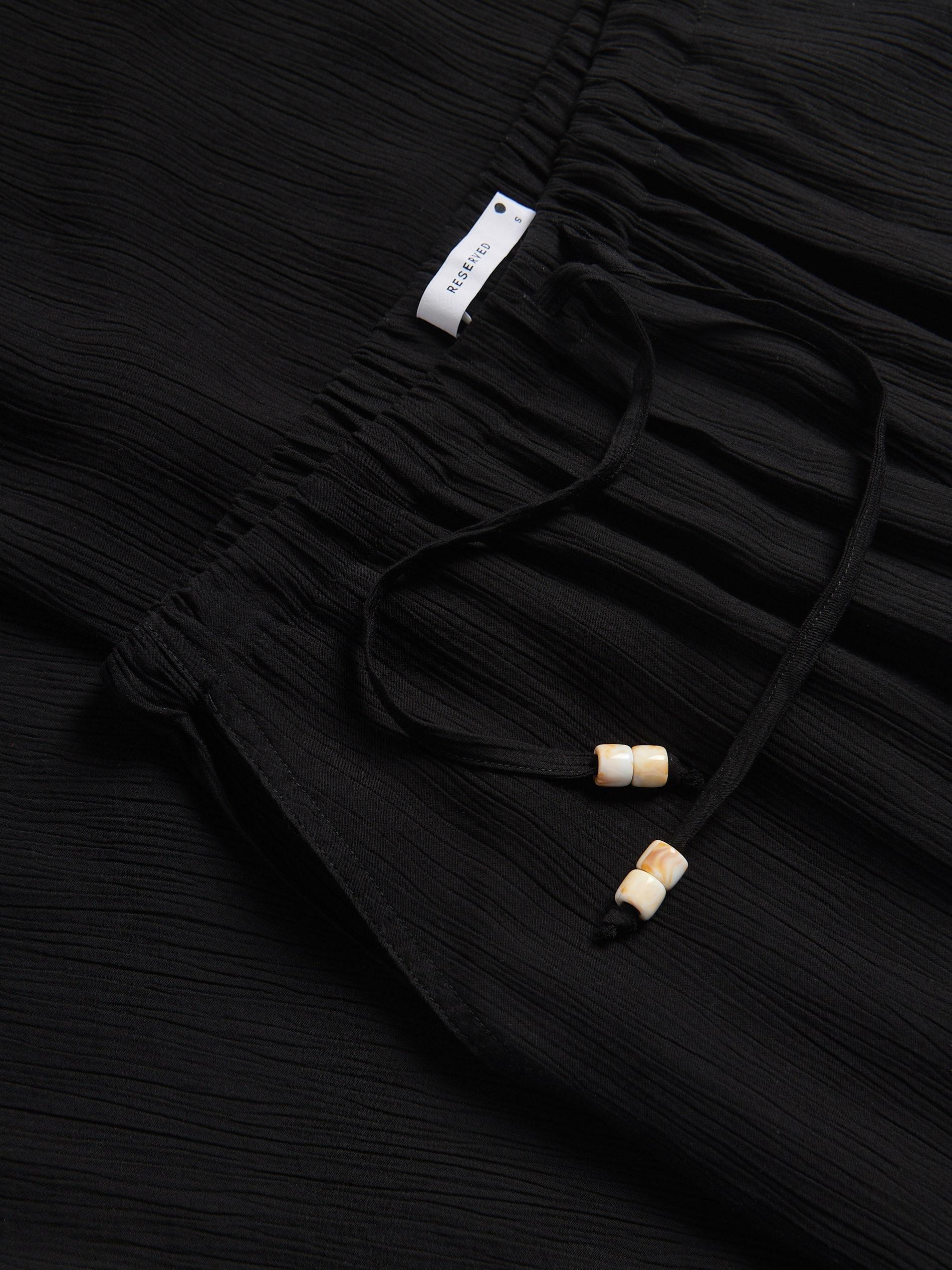 Black Structured Trousers With Tie-Up, , large image number 4